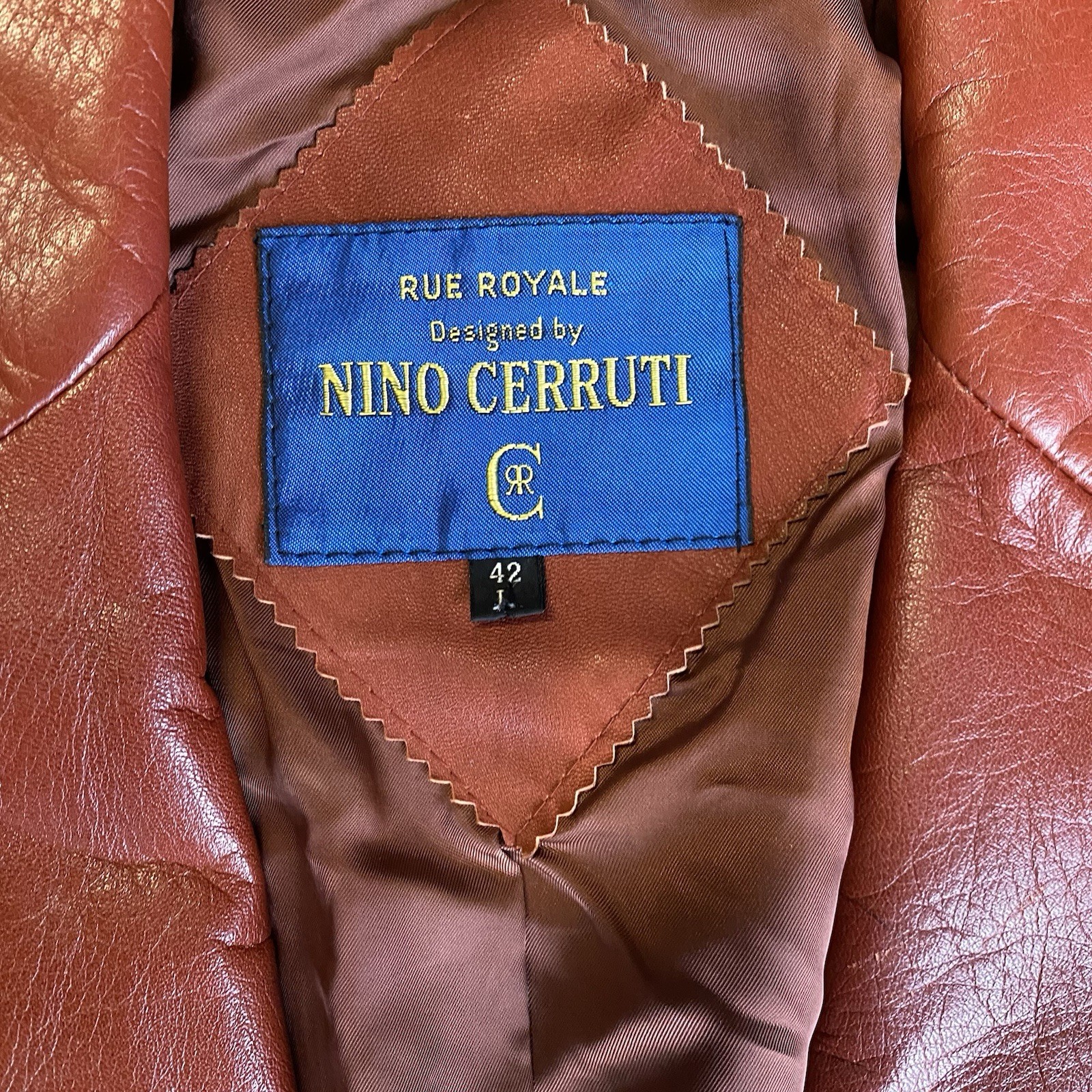 VTG Rue Royale By Nino Cerruti Mens Leather Jacket 42 Rust/Brown 70s Bob Dylan
