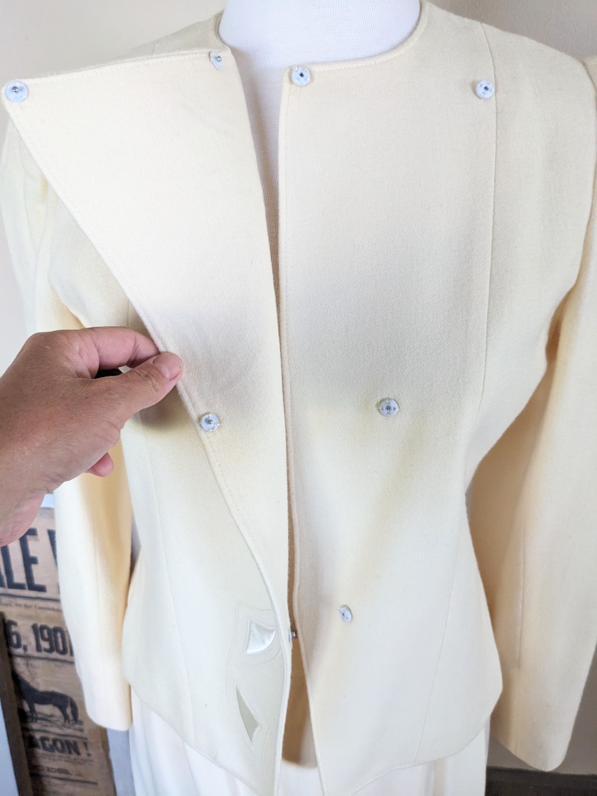 Vintage 80s Norgail LTD New York Wool Skirt Suit Puff Shoulder Power Suit