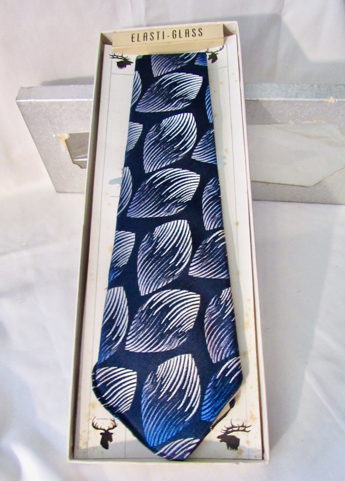 ULTRA RARE VTG Elasti-Glass Necktie New In Box 40s Art Deco ATOMIC Can’t FindAny