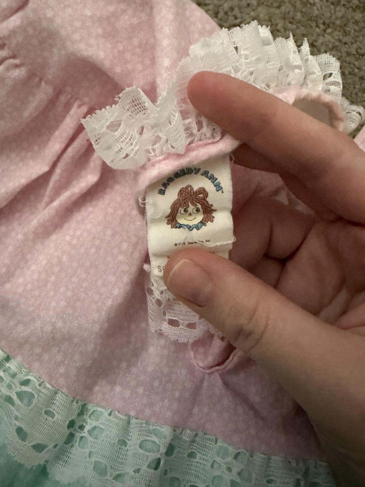 Vintage Pastel Tiered Lace Raggedy Ann Baby Girl Dress 18mo Great Condition