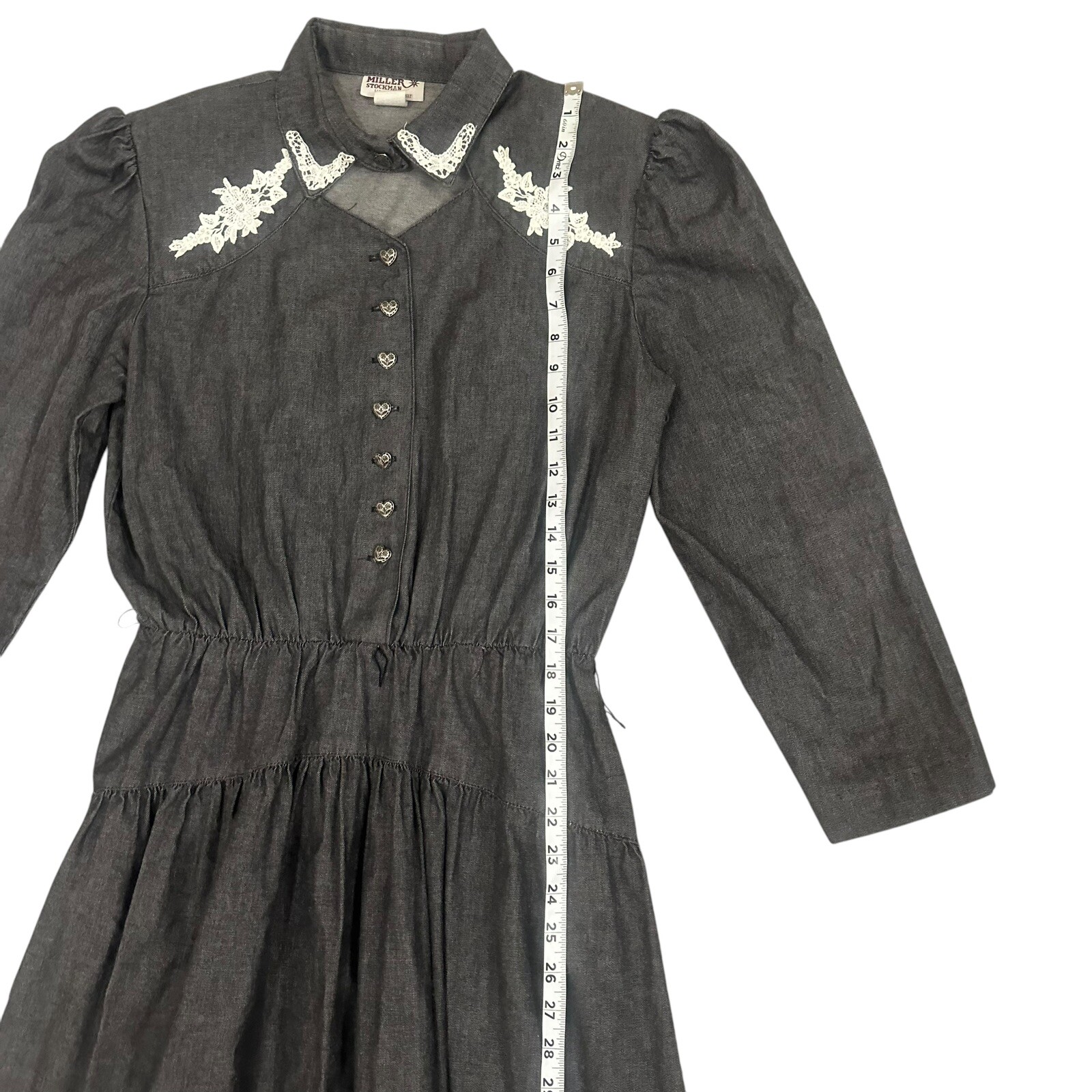 Vintage Miller Stockman Maxi Dress Western Lace Women’s 13/14 Made In USA