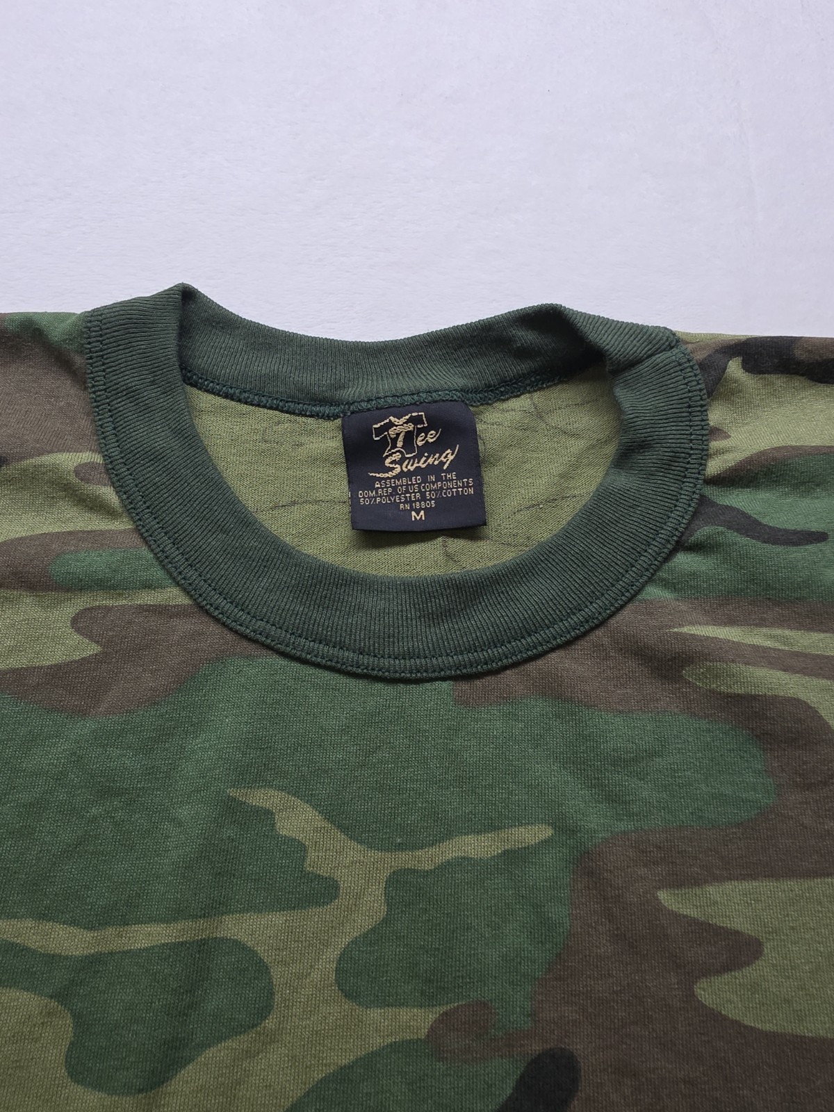 Vintage 80s Tee Swing Camo Camouflage T Shirt Adult Fits Mens Small Unisex USA