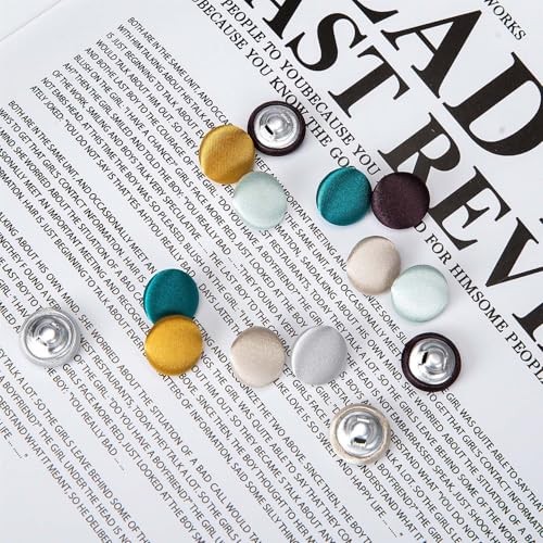 20 Pcs Satin Covered Metal Shank Buttons Cloth Buttons for 15mm Dark Blue