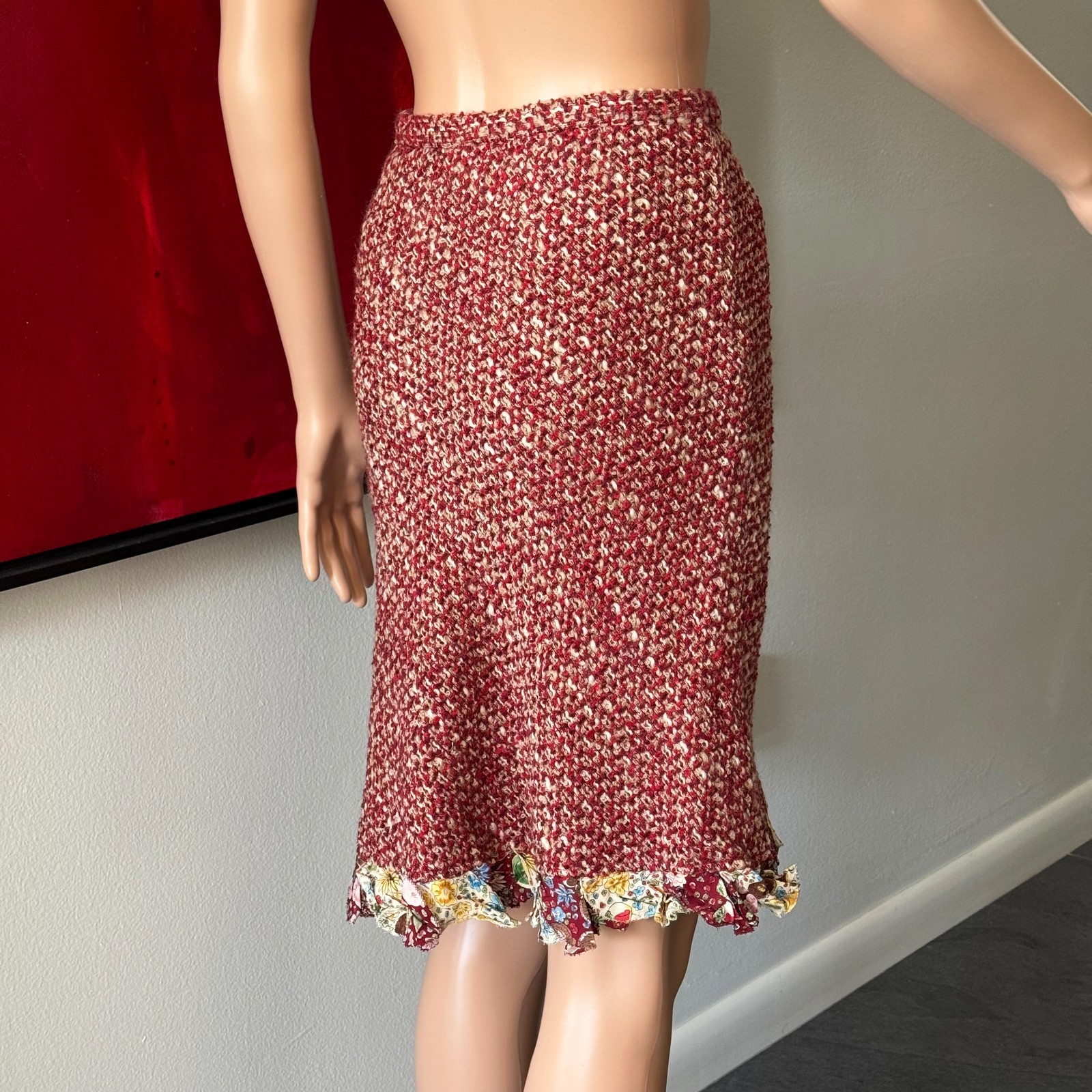 MOSCHINO CHEAP AND CHIC tweed wool & mohair asymmetrical skirt size 38