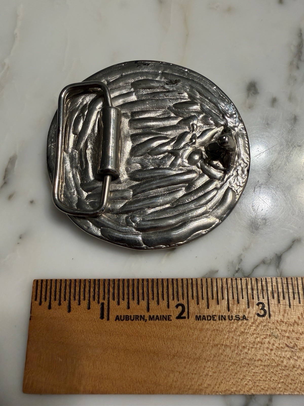 Iceland Viking Warrior Belt Buckle Silver Tone Norse Ship Shield Collectible