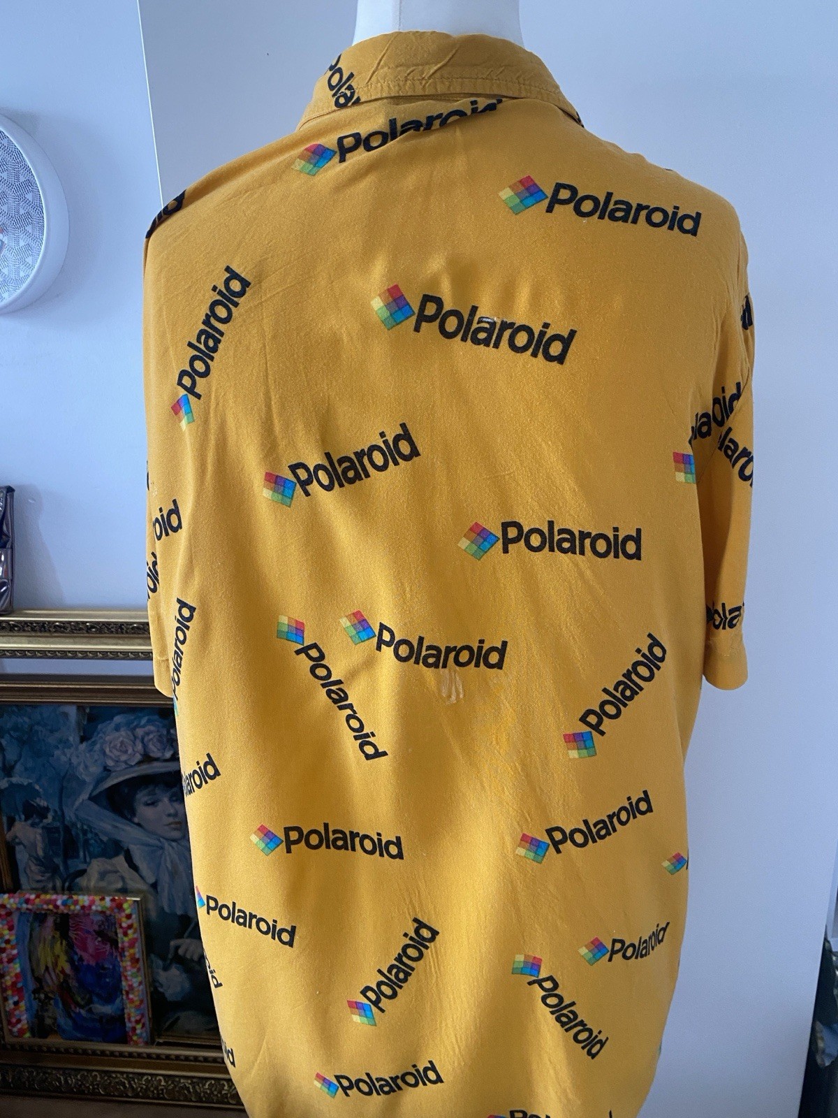 Polaroid Original Single Piece Shirt Retro Vintage L Unisex Cotton Yellow Blouse