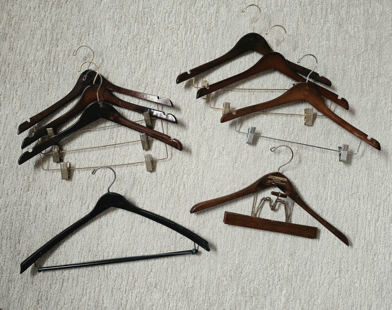 8 Vintage Handiform walnut finished pant coat suit jacket clothes hangers 60s,70
