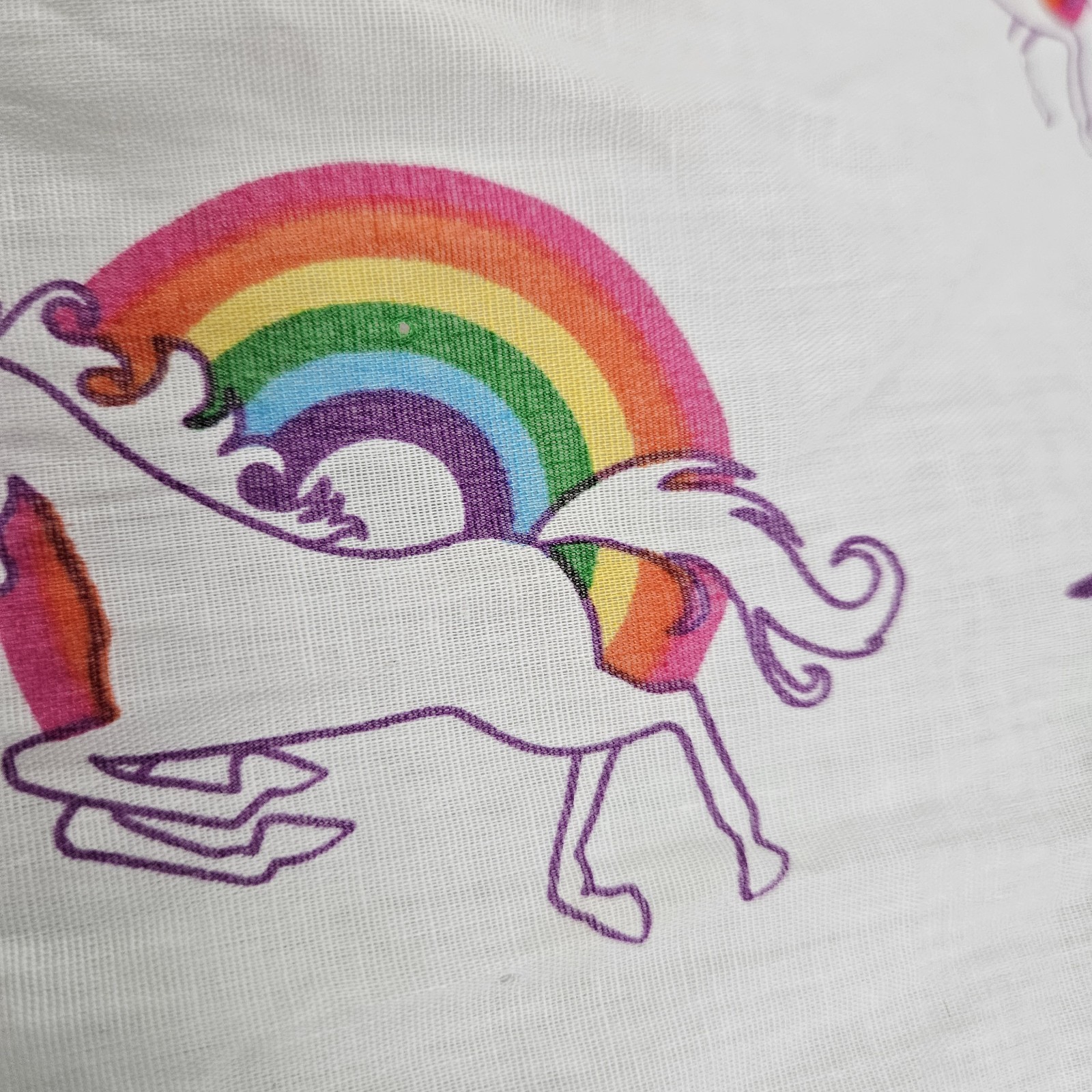 Vintage Unicorn Rainbow Bandana 100% Cotton USA Made 1980’s Scarf Handkerchief