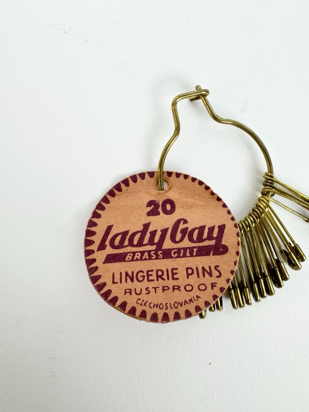 Vintage 1930s–40s Lady Gay Brass Lingerie Pins 2cm Czechoslovakia – Set of 3 NOS