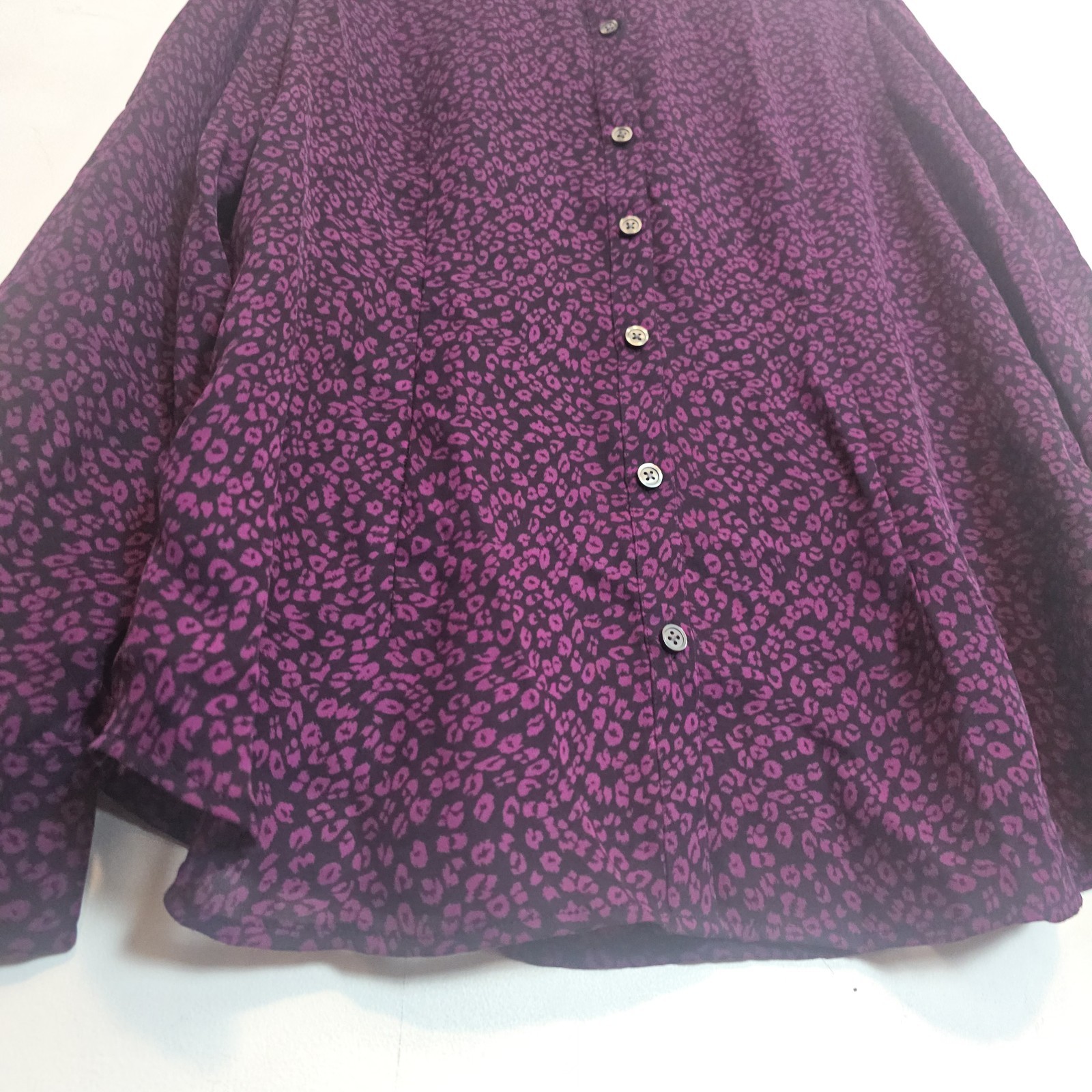 Banana Republic Sheer Floral Purple Blouse Size 14 Business Casual Office