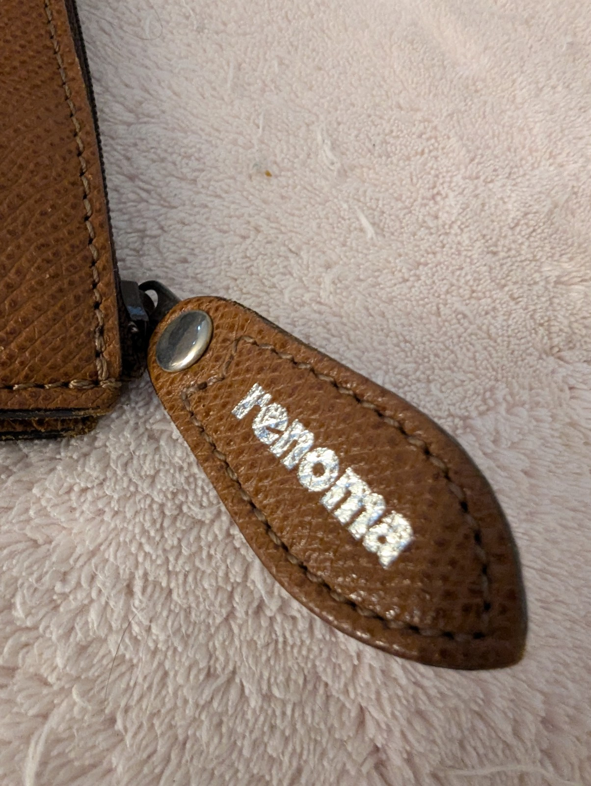 Renoma Paris Vtg Tan Leather Makeup Zipper Pouch Bag 11w 8t 3.5d