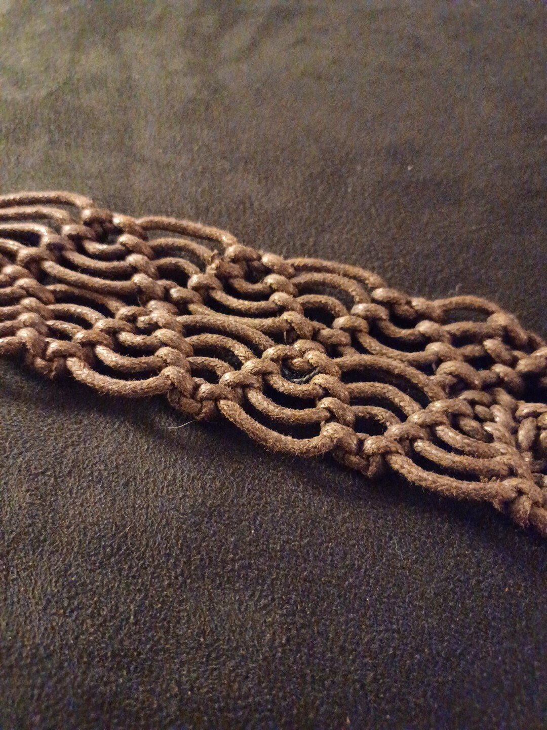 VTG Brown Woven Multi-textured Hippie Boho Braided Belt Wooden Beads 54″ Long
