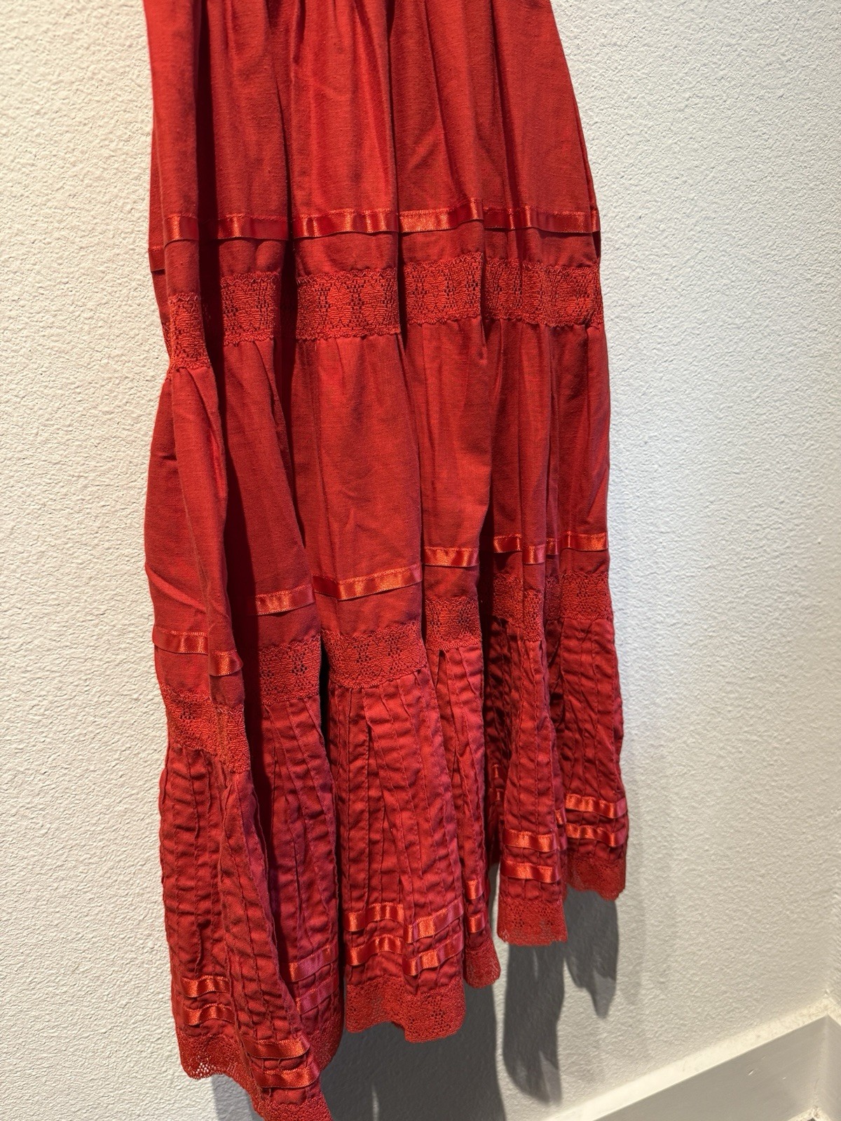 Vintage Girasol Mexican Off The Shoulder Lace & Embroidered Dress Size M Boho