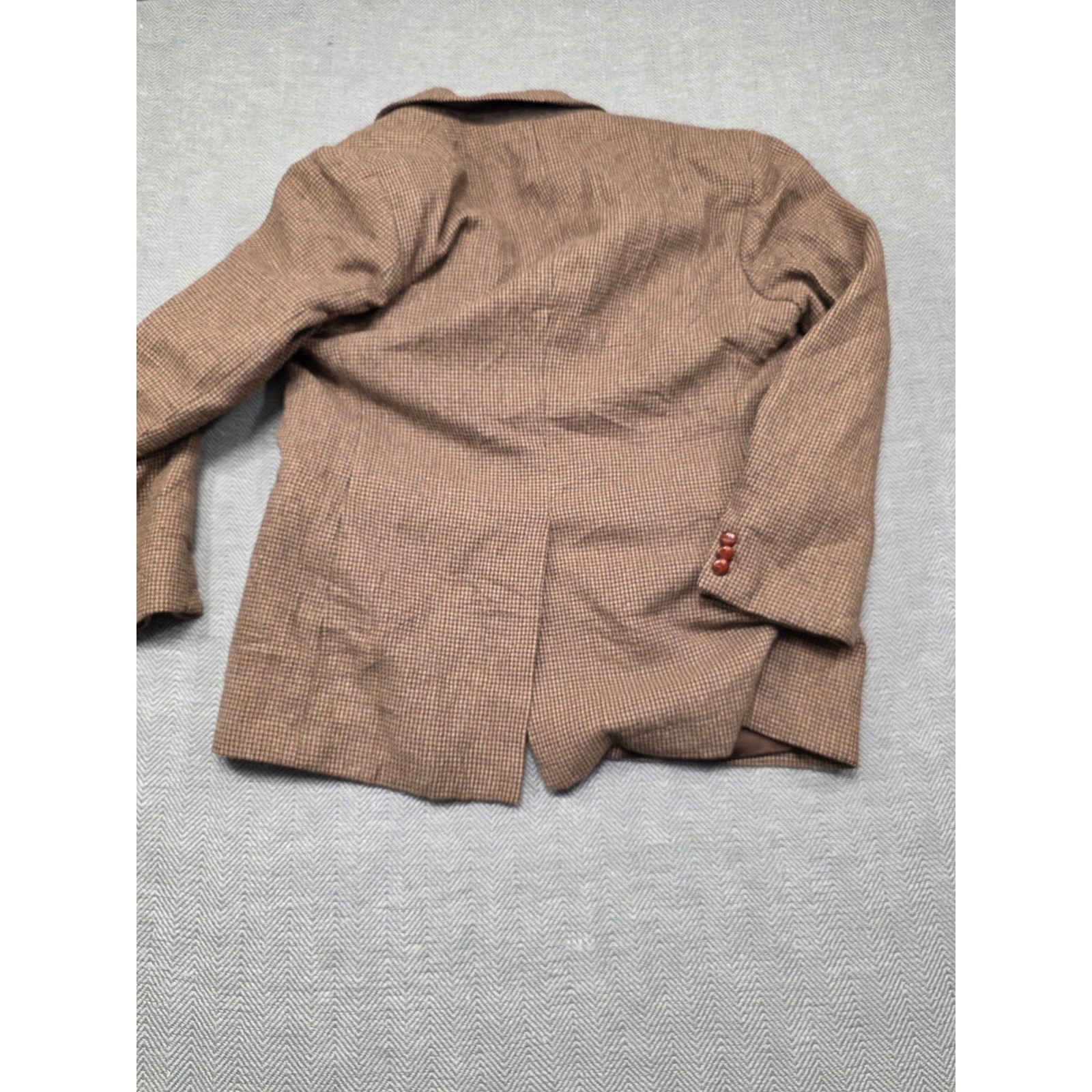 Sears Roebuck and Co Vintage Brown Houndstooth Blazer Sport Coat Romania 44R
