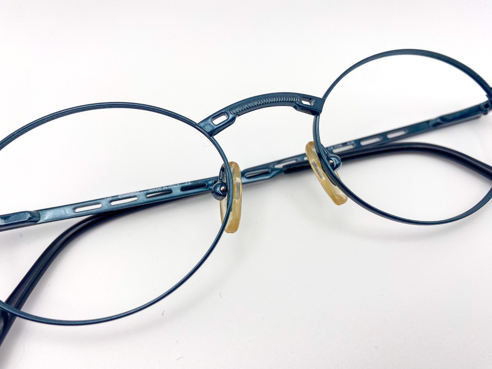 Rare Vintage 1990s Carrera Round Teal Metal Eyeglasses Deadstock Made in Italy