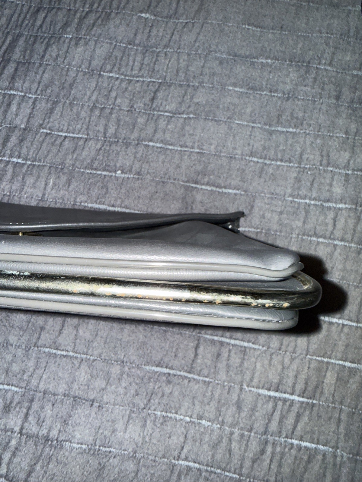 Vintage Clutch Purse Dark Grey With Metallic Border13in by 7 1/2in