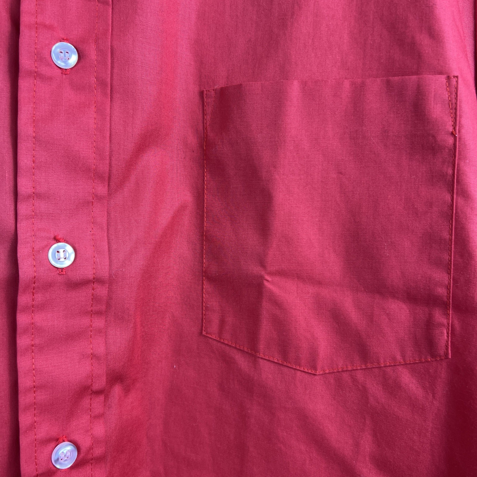 VTG 70s Arrow Kent Collection Mens 16-32 Red Dagger Collar Long Sleeve Button Up