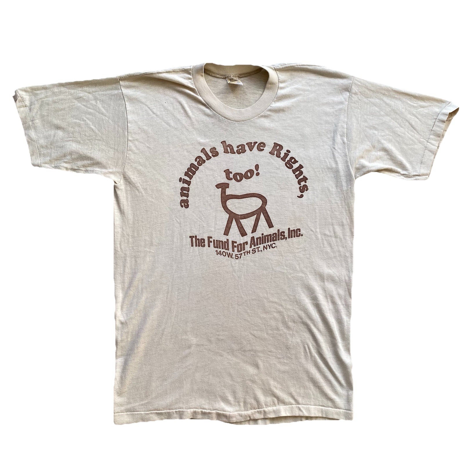 Vintage 70s Fund For Animals T Shirt Animal Rights Vegan Protest XL Fits Small