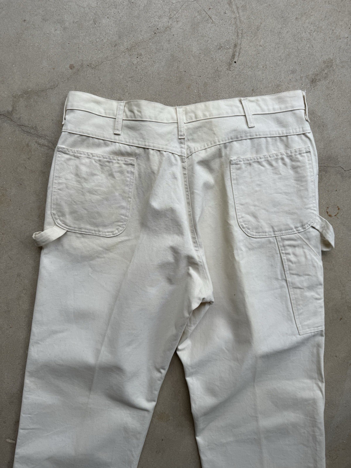 90s Vtg Dickies W 38 L 30 Carpenter Painter Off White Pants Work Cotton Natural