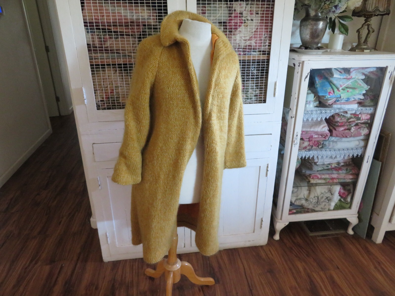 Vintage 40’s Hand Knit Sweater Swing Coat Jacket by Cynthia Nepote WhoisShe? GLD