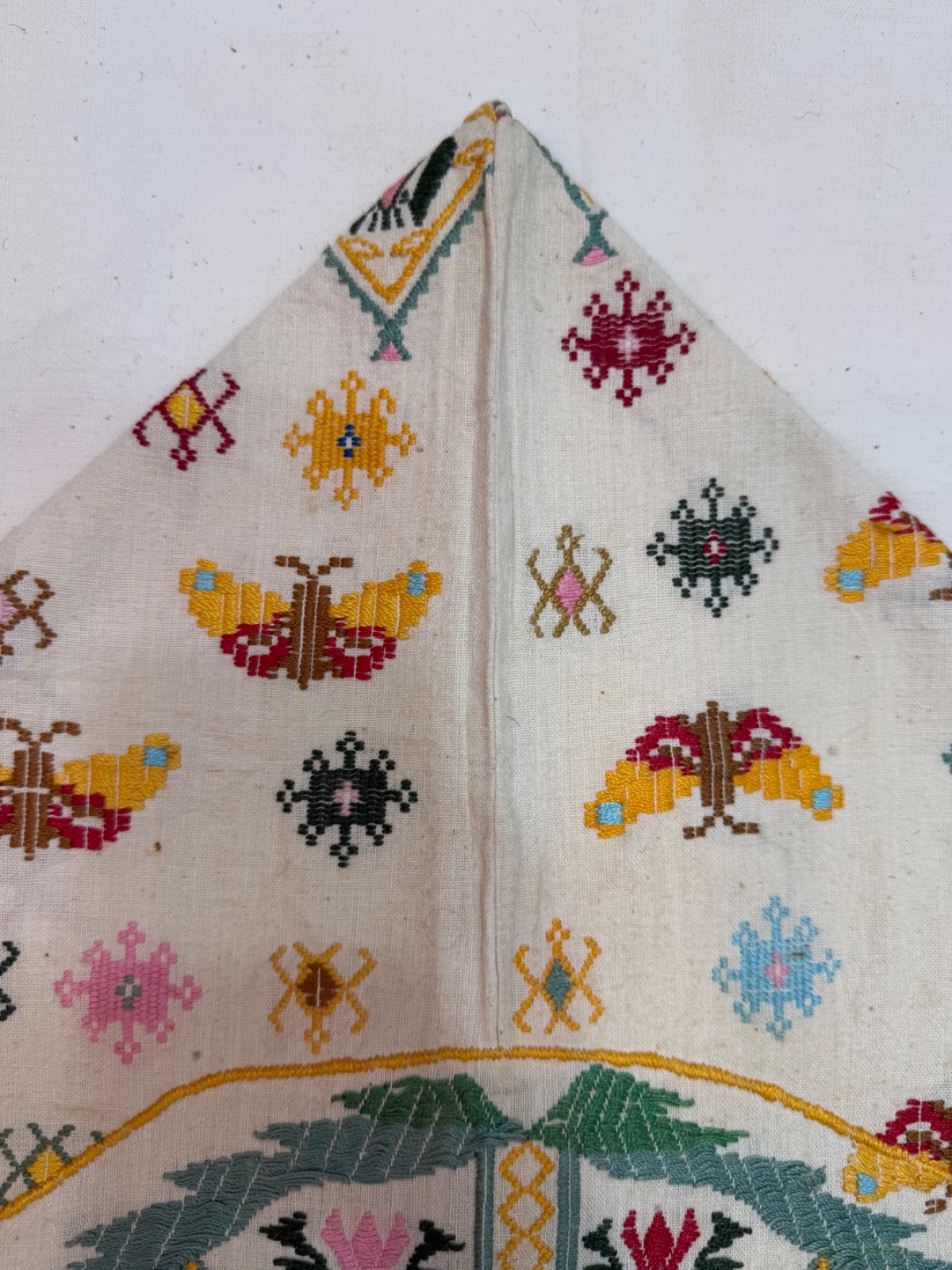 Vintage Beautiful Hand Silk Embroidered Head Cape 71×64 Cm
