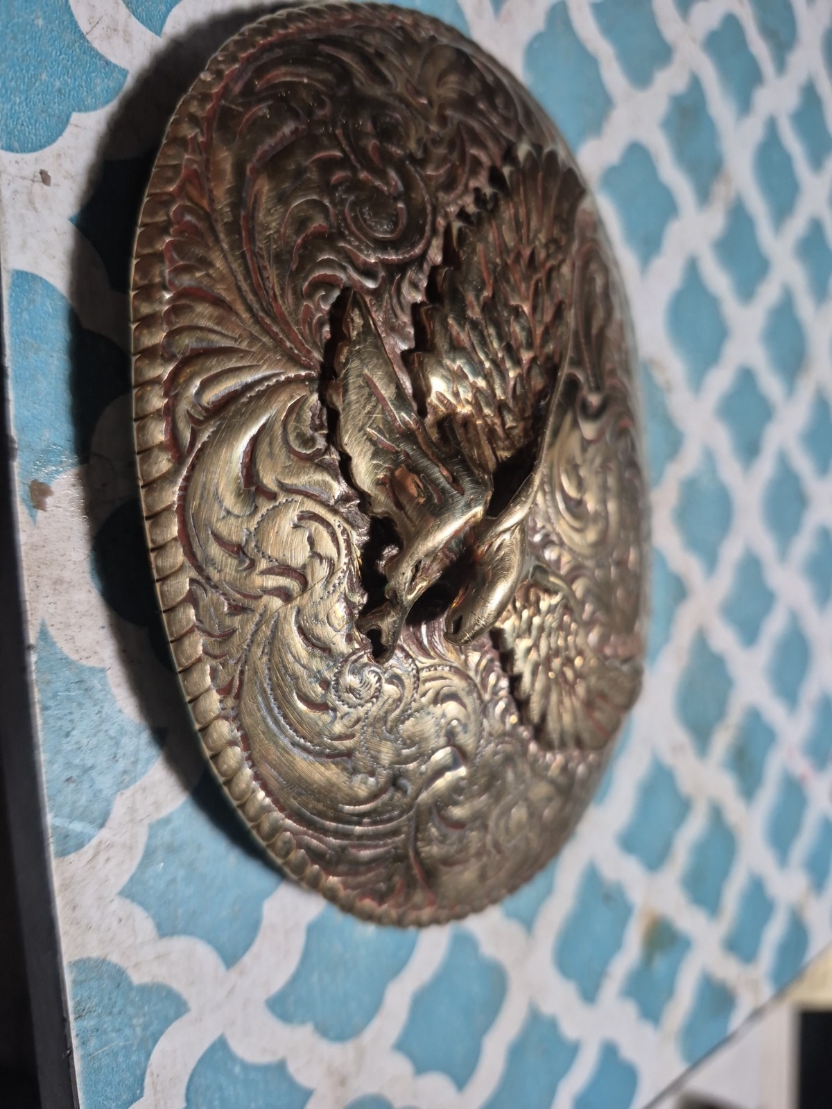 Eagle in Flight Heavy Silverplate on Jeweler’s Bronze Belt Buckle by Crumrine