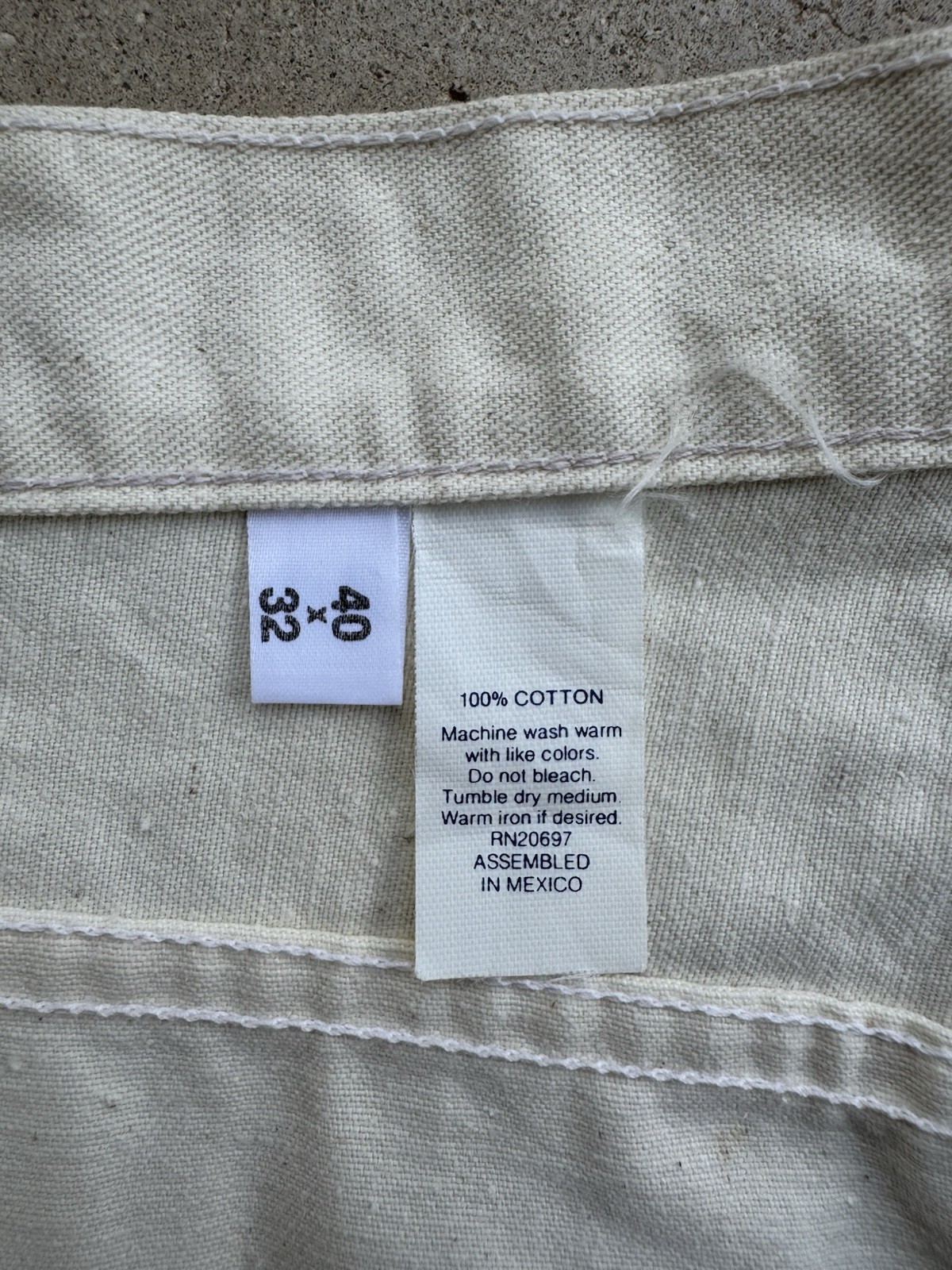 90s Vtg Dickies W 38 L 30 Carpenter Painter Off White Pants Work Cotton Natural