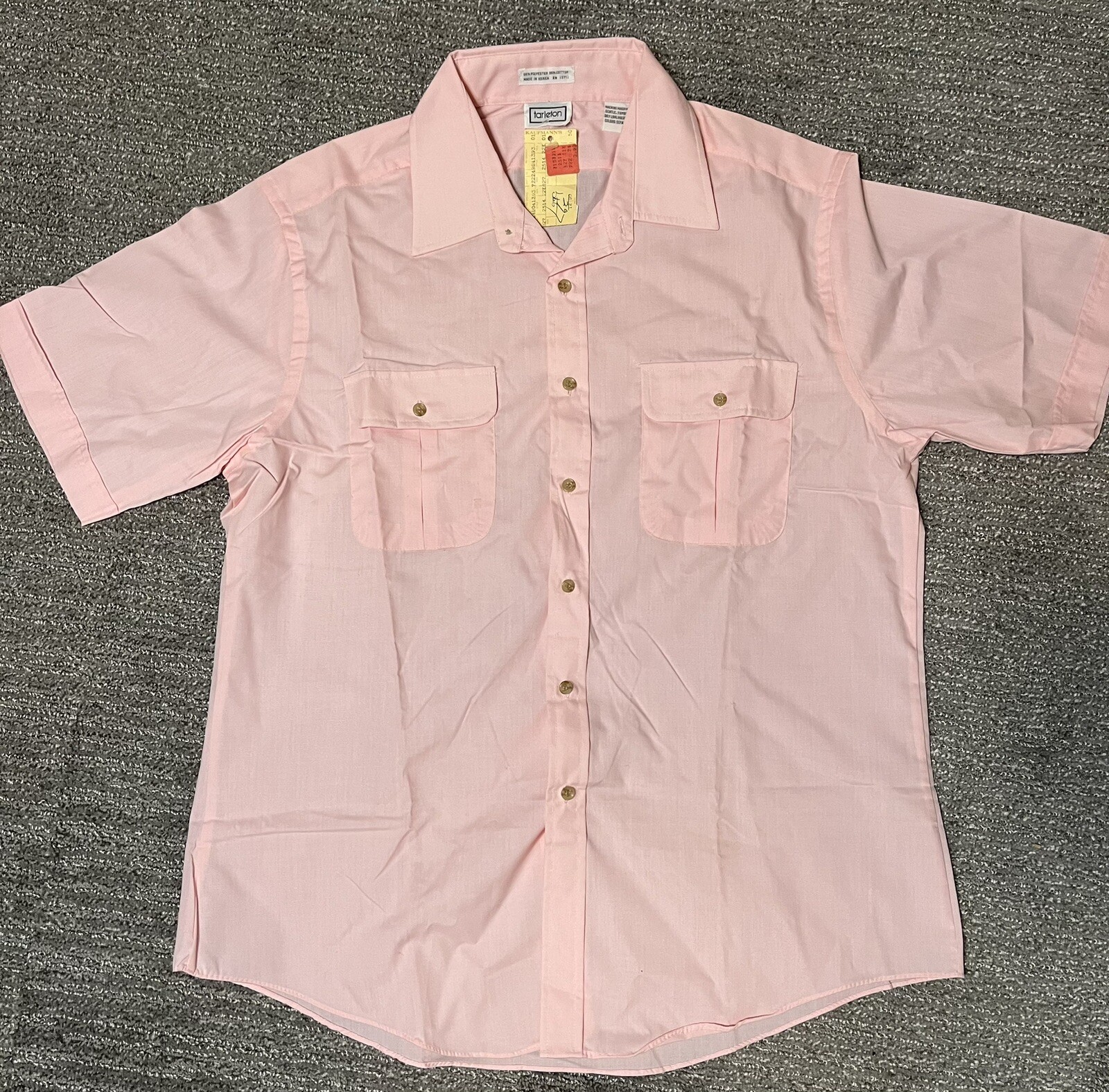 NWT Vintage Disco Tarleton Shirt Polyester Cotton Single Stitch 70s Pink