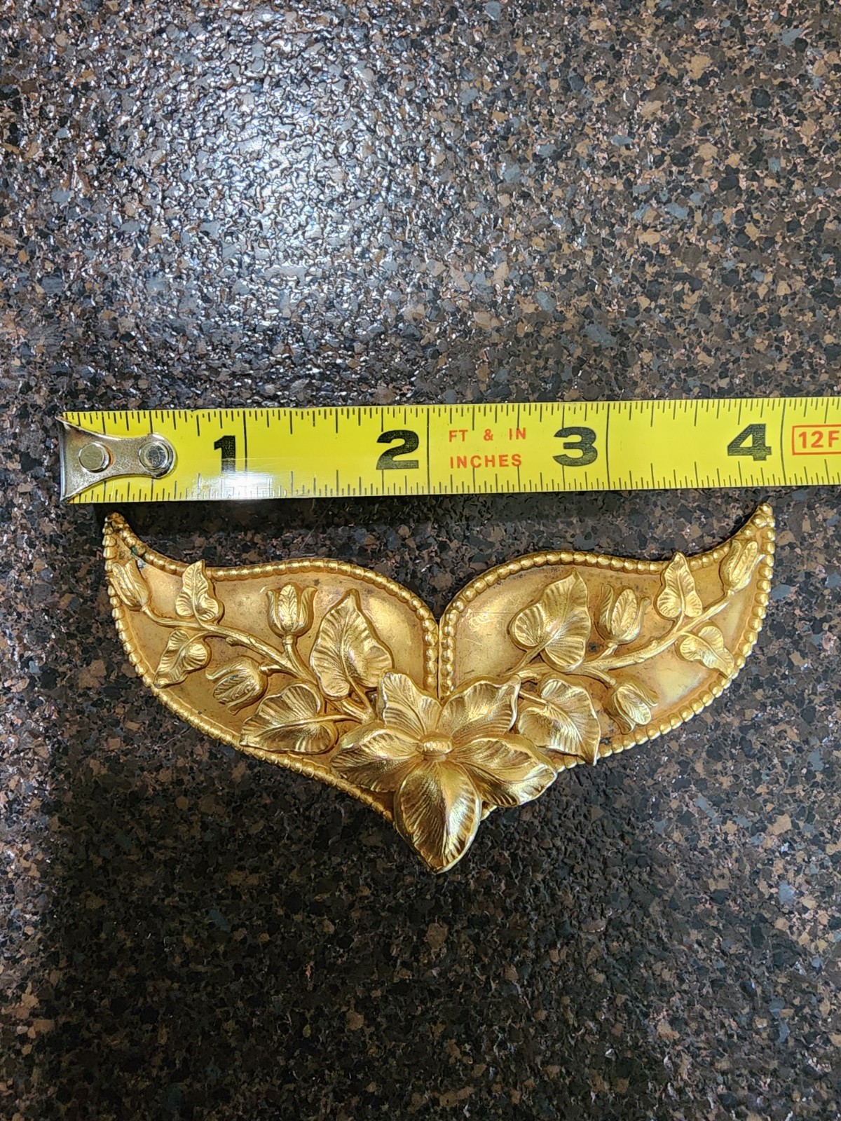 Art Nouveau Brass Gilt Floral 2 Piece Antique Belt Sash Buckle Victorian