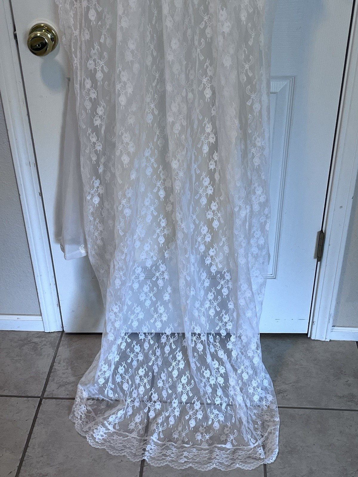 Vintage Bridal Gown High Neck Lace And Sheer Bishop Sleeve