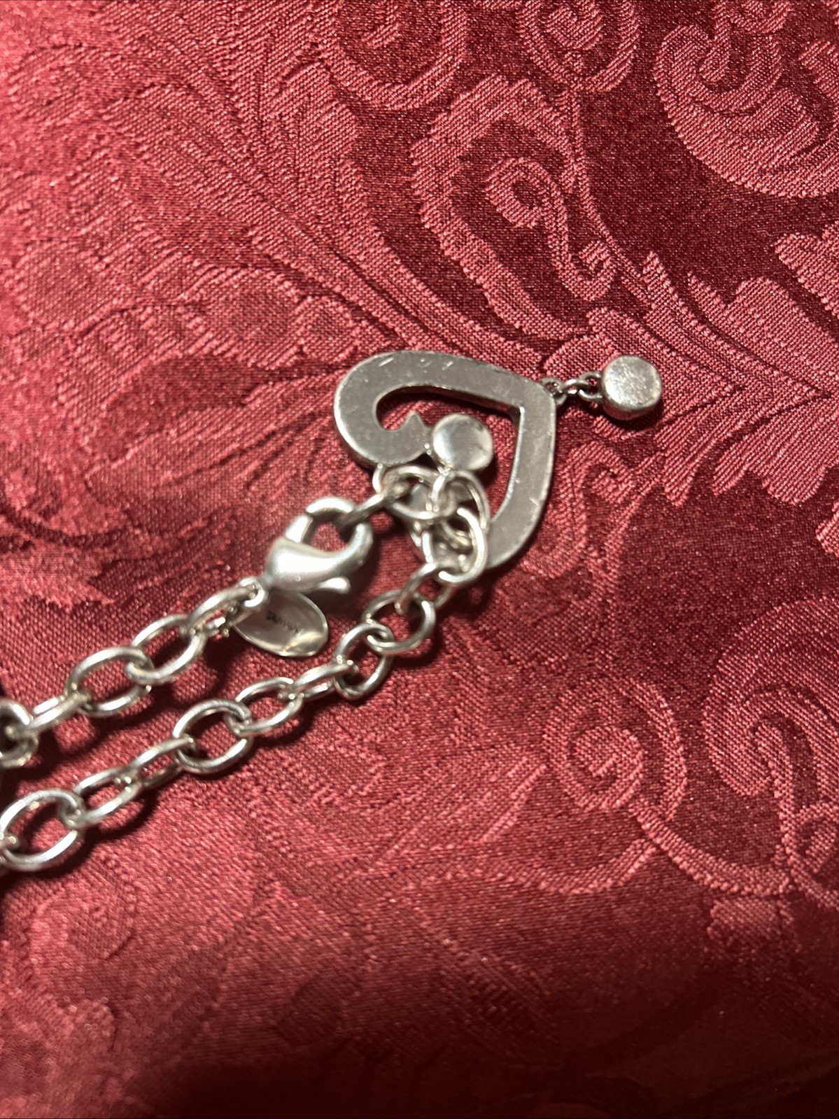 Brighton Silver Heart Pendant belt Pavé Clear Stones SZ M