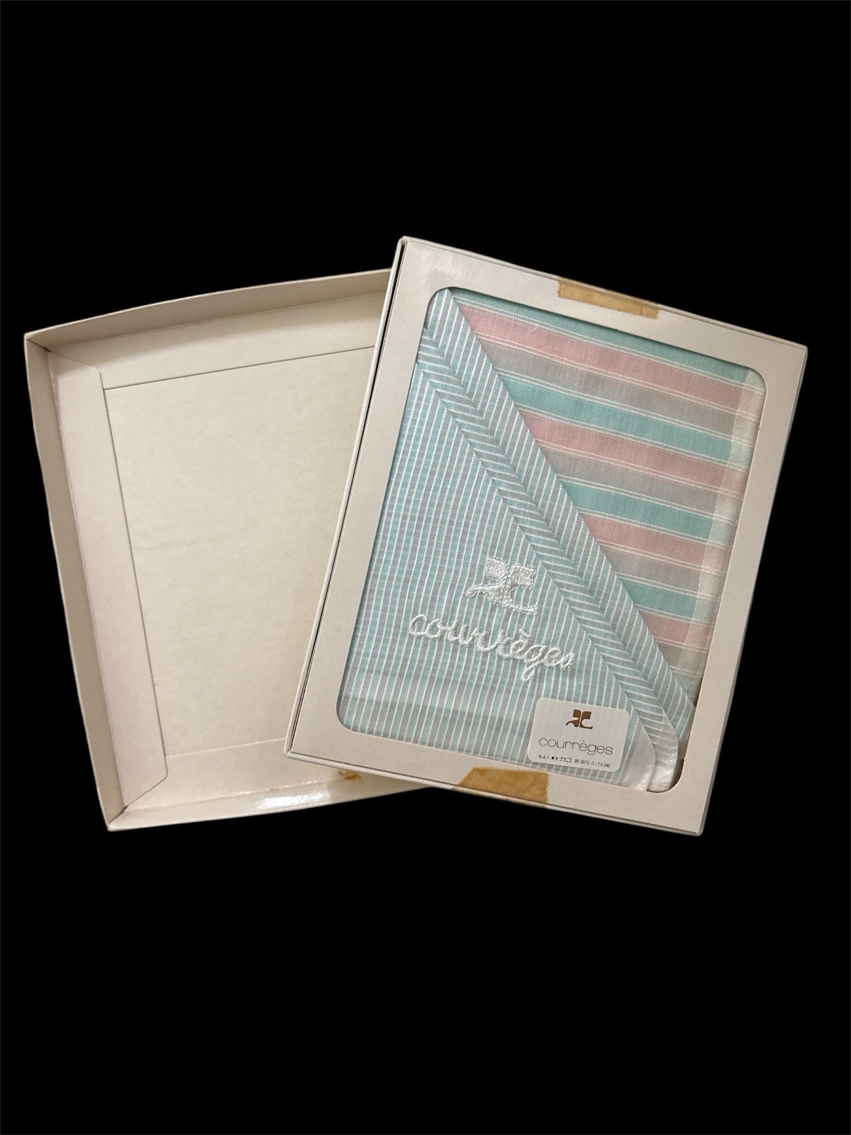 Vintage 70s COURREGES Handkerchief Gift Box SET OF 2 Pink Blue Made In Japan
