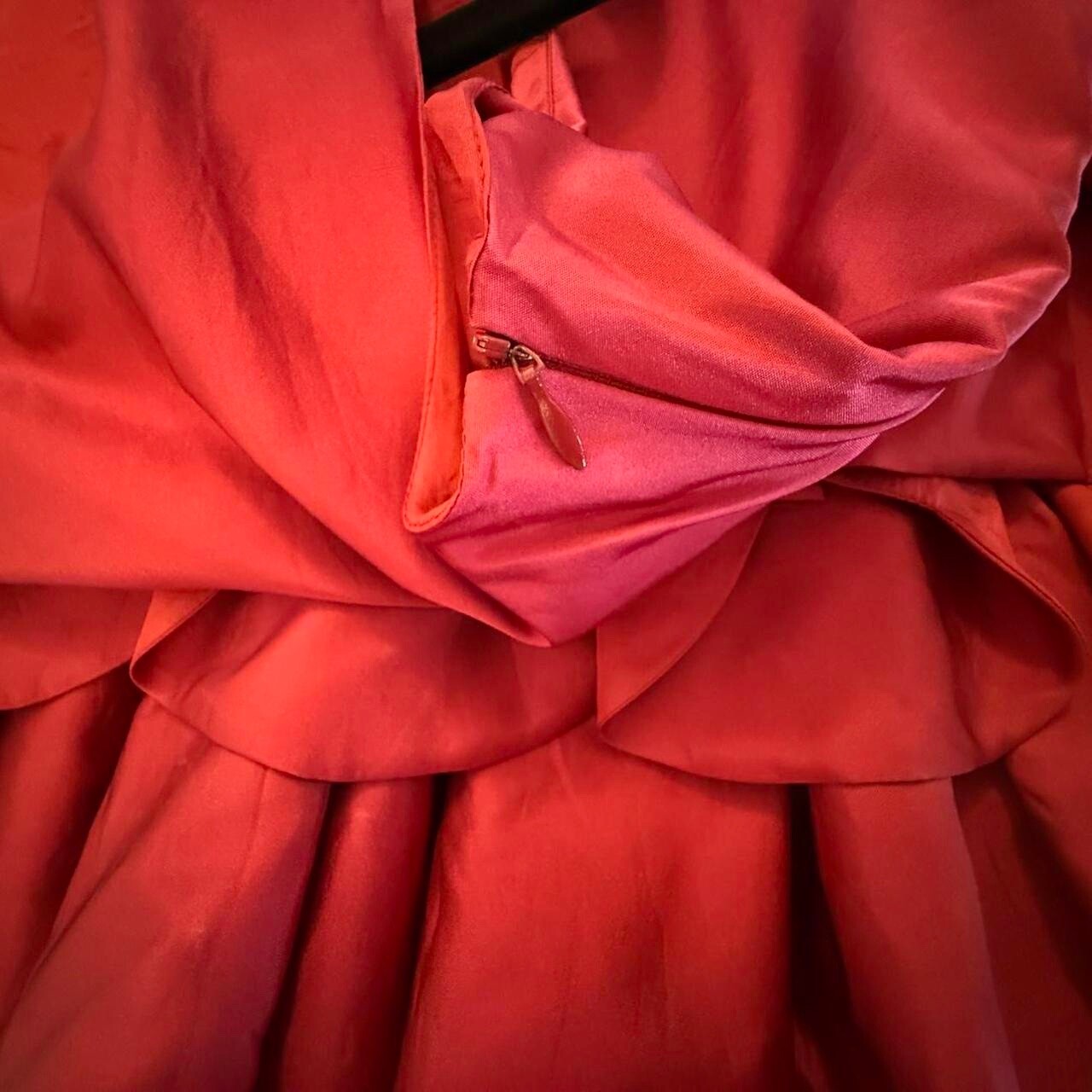 Vintage 80’s inspired Moschino red silk ruffled mini dress