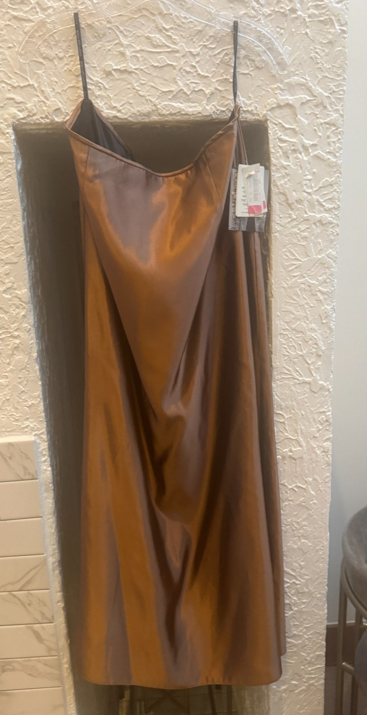 Jessica McClintock Bronze Satin A-Line Skirt NWT Size 14 Lined USA Formal L