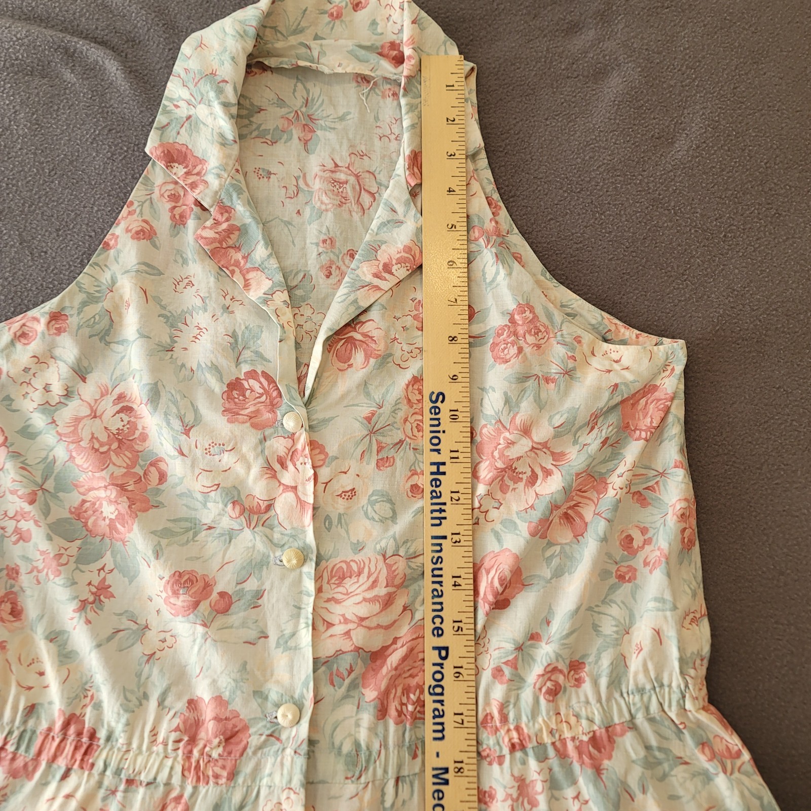 Vintage 80s Floral Maxi Dress Pink Roses Cottagecore Button Front Handmade M L