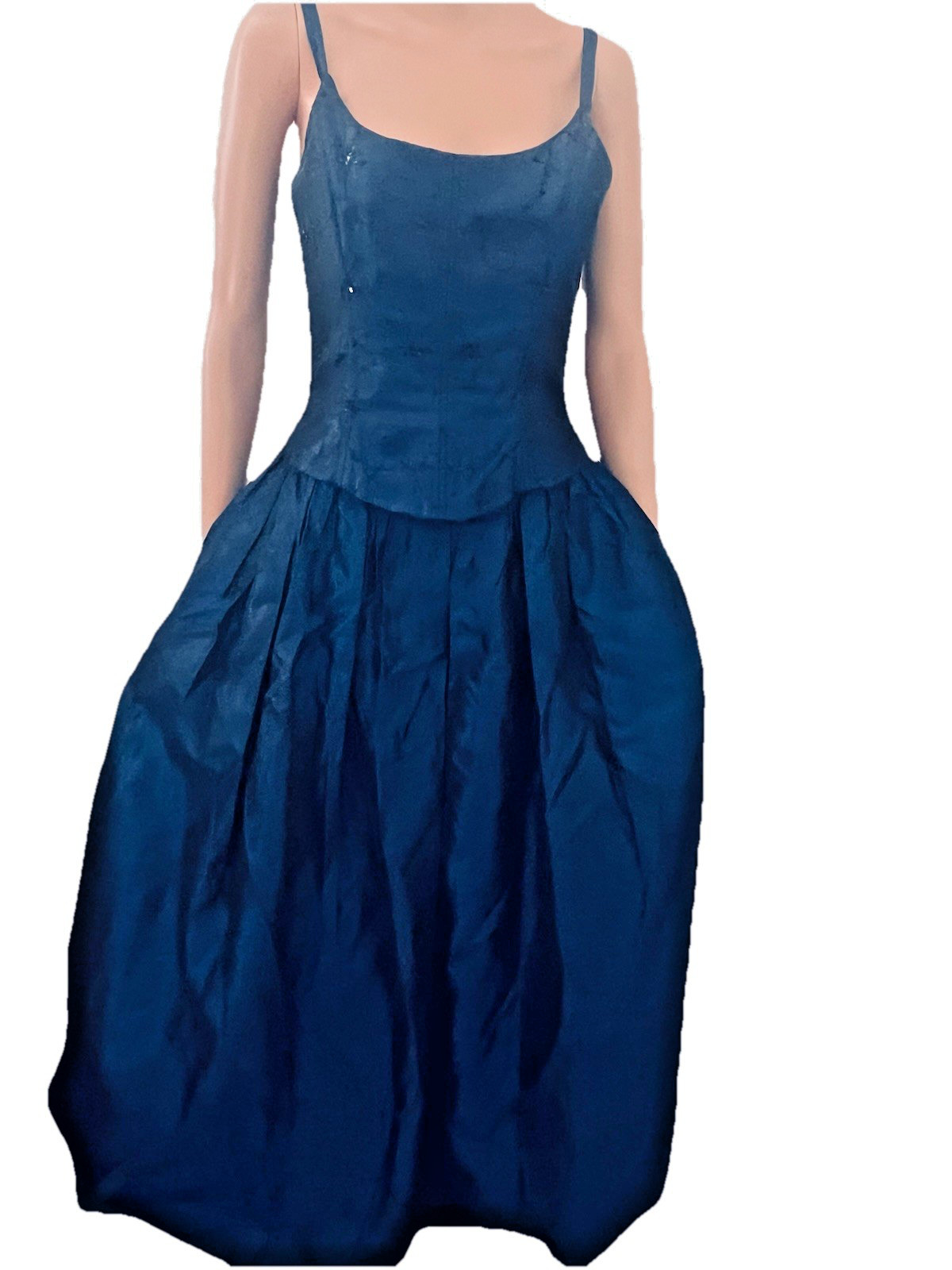 VTG Jessica McClintock Sapphire Blue Gunne Sax Gown Corset Maxi Dress Sz ⅞ USA