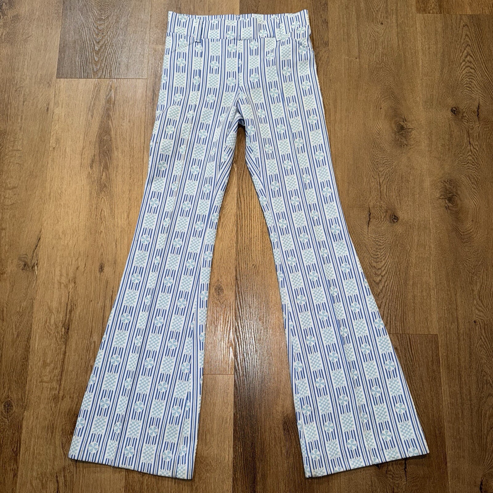 H Bar C Pants Womens Bell Bottom Flare Leg Vtg 60s 70s Polyester Disco 28 x 34
