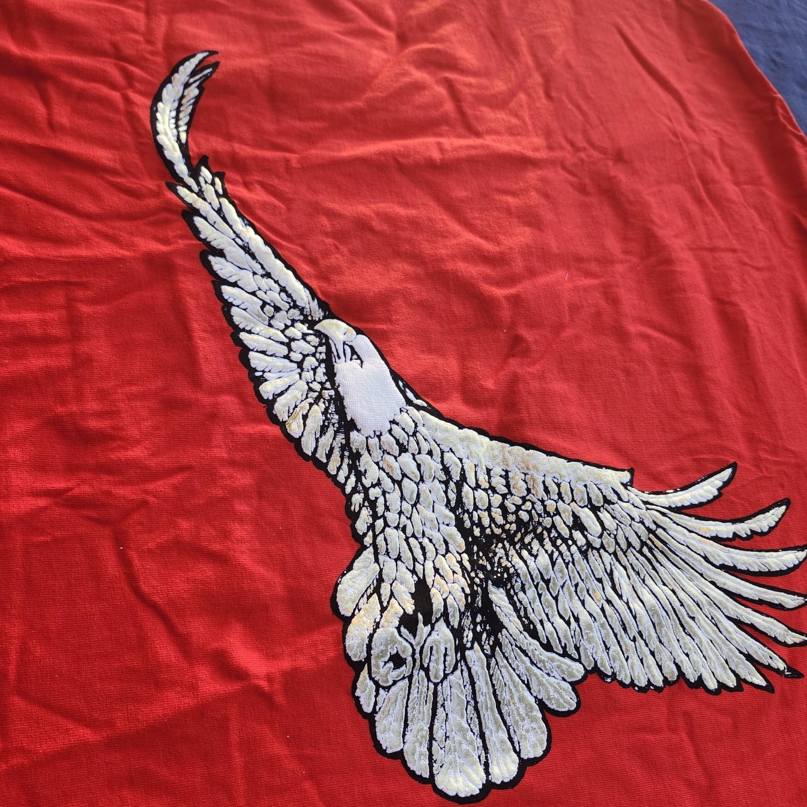 Winston Mens XL Red Cotton Crew Neck Pocket Tee Double-Sided Eagle Graphic