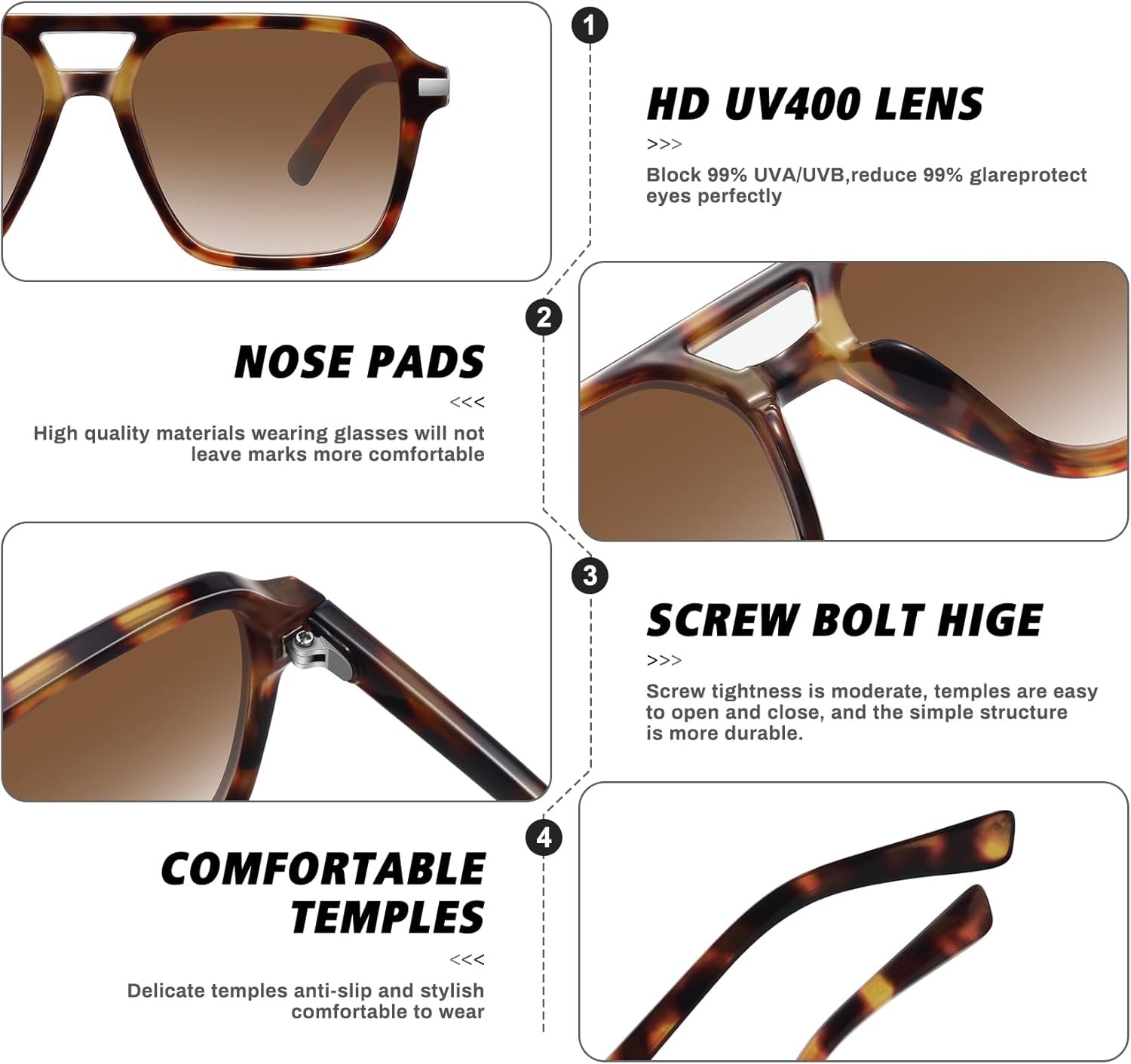 Retro Aviator Sunglasses for Women Men Trendy Classic Square 70s 80s 90s Vintage