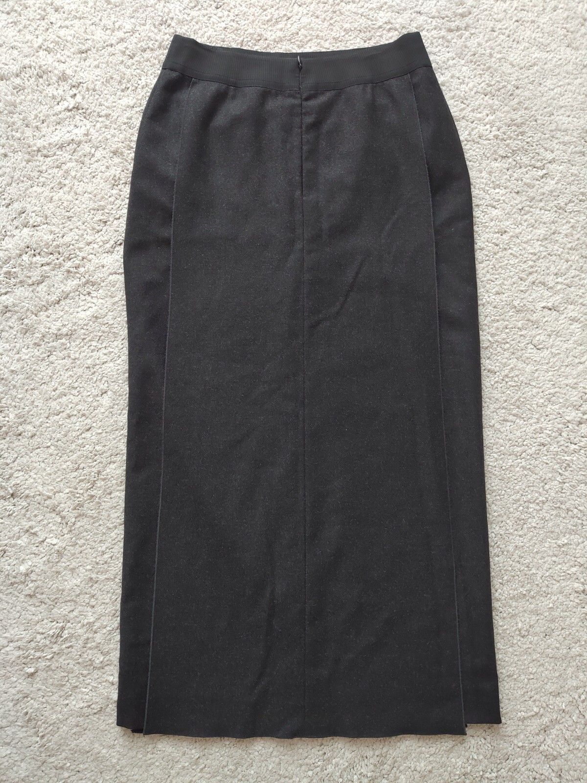 Chanel Vintage 1999 France Wool Cashmere Gray Overlap Panel Long Maxi Skirt 38 S