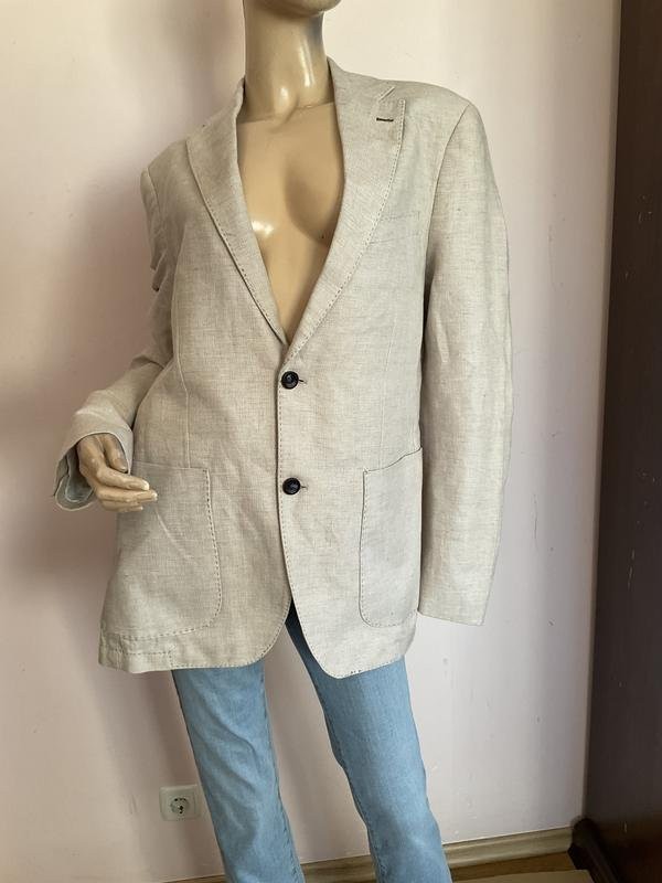Men Enterour World Beige Linen Cotton Blazer L