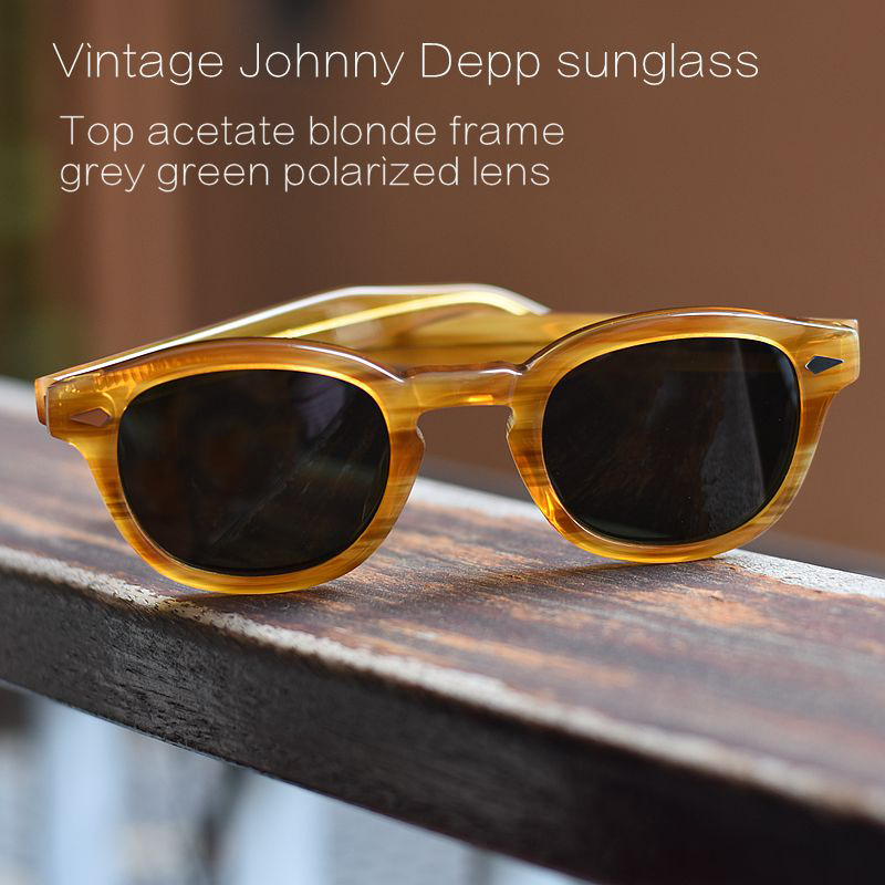 Johnny Depp G15 polarized sunglasses blonde solid acetate glasses green glasses