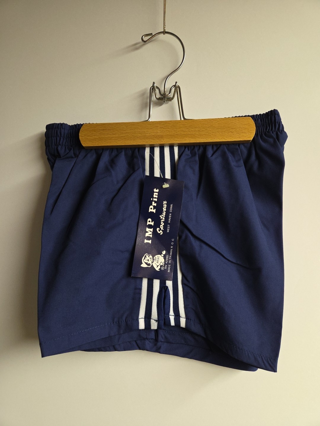 Vintage Deadstock NOS 60s 70s Small Running Shorts IMP Print West Haven, CT
