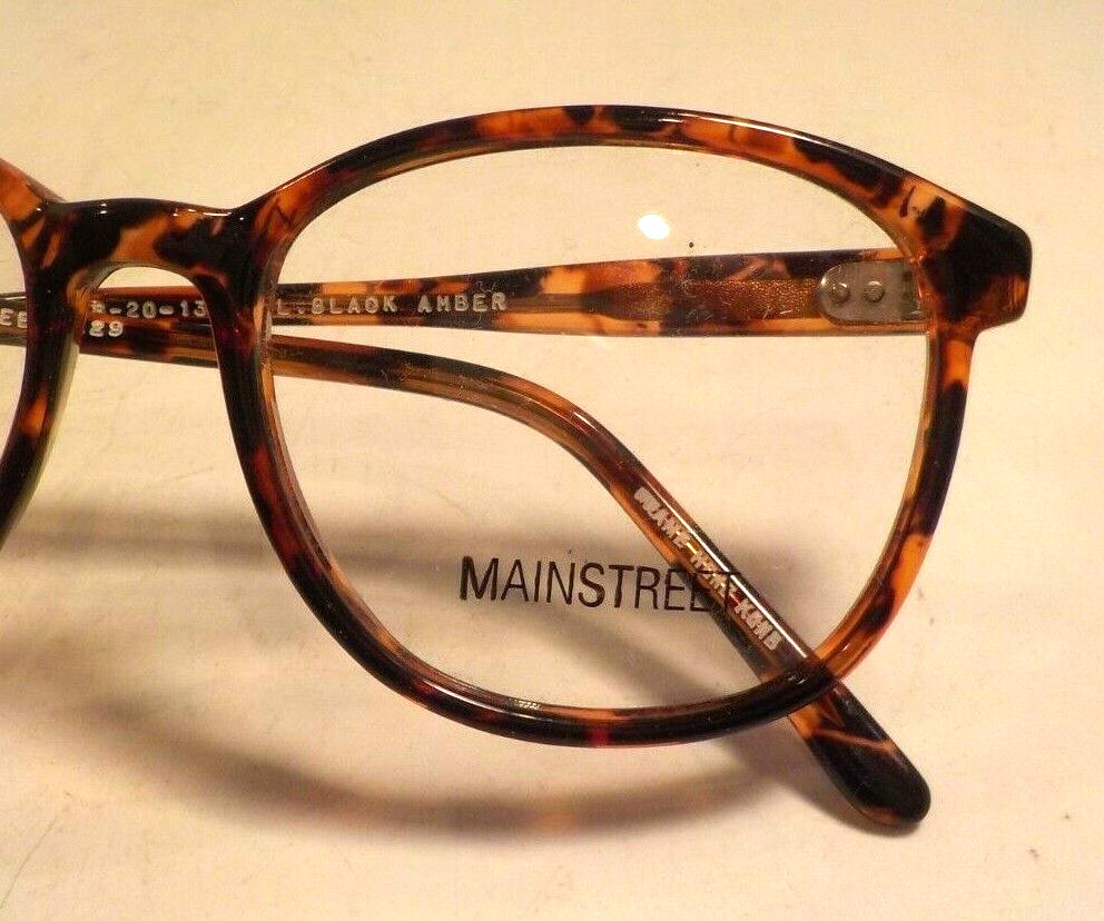 Vintage MAINSTREET 229 Black Amber 48/20 Eyeglass Frame New/Old Stock #302