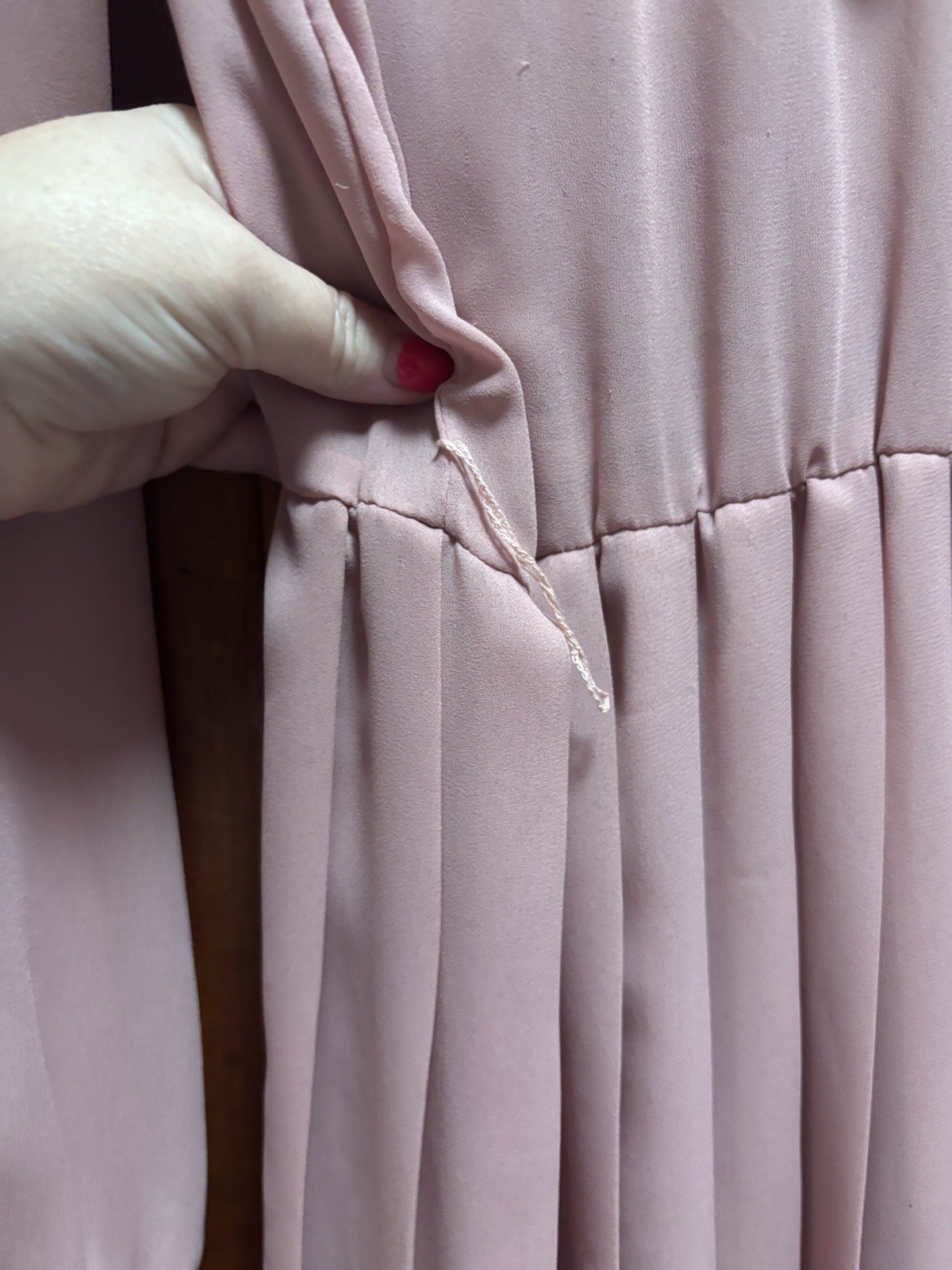 Vintage Pink Dress Pleated Skirt Lace Collar Size 13/14 Made In USA