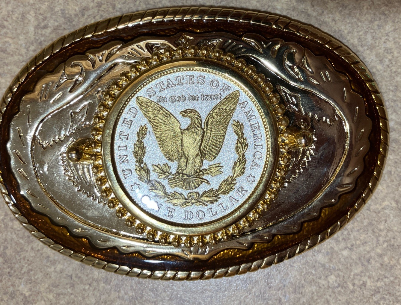 United States of America One Dollar Coin Eagle Belt Buckle
