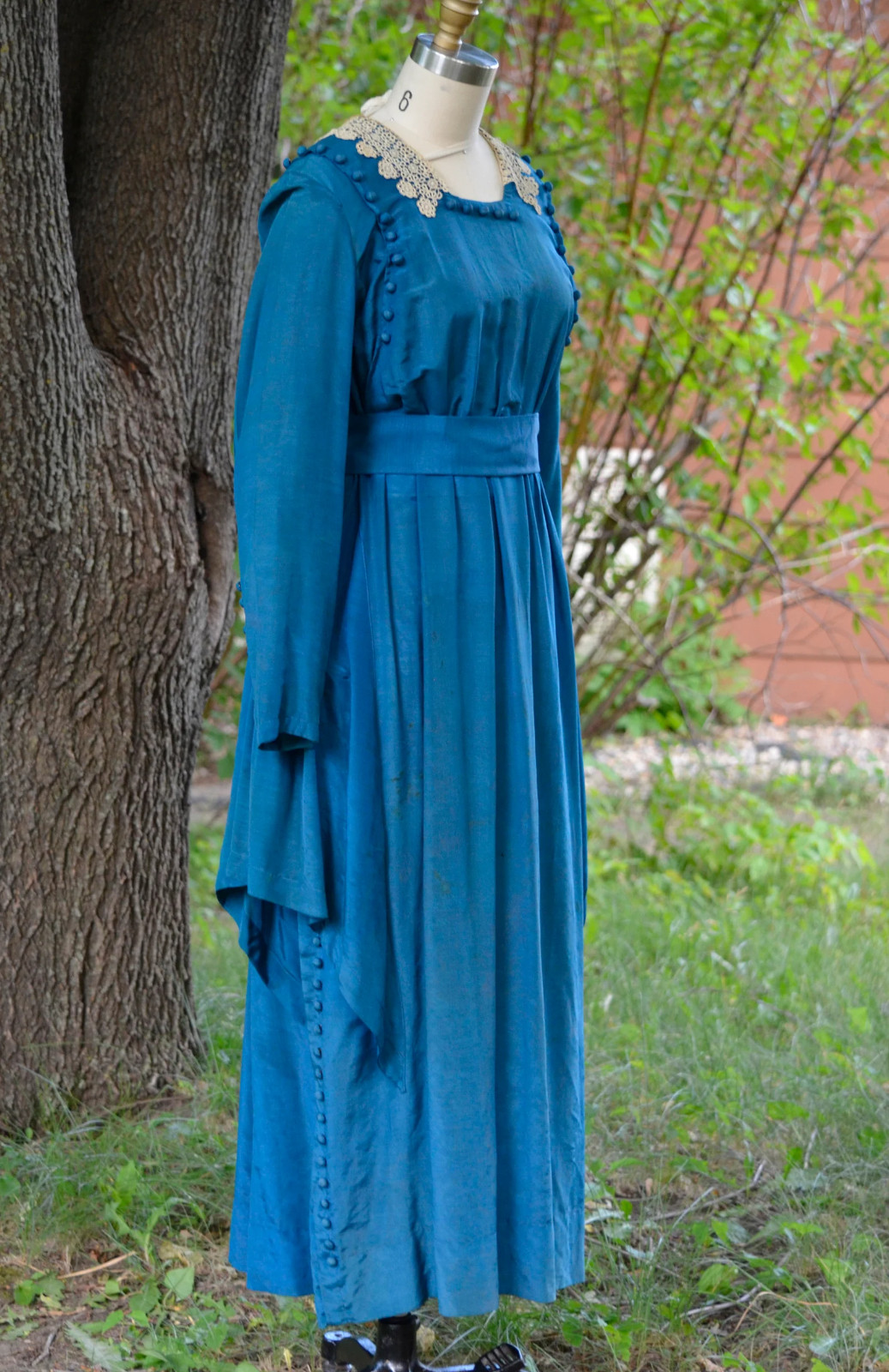 1910s 1900s antique Turquoise Silk Dress – M/L