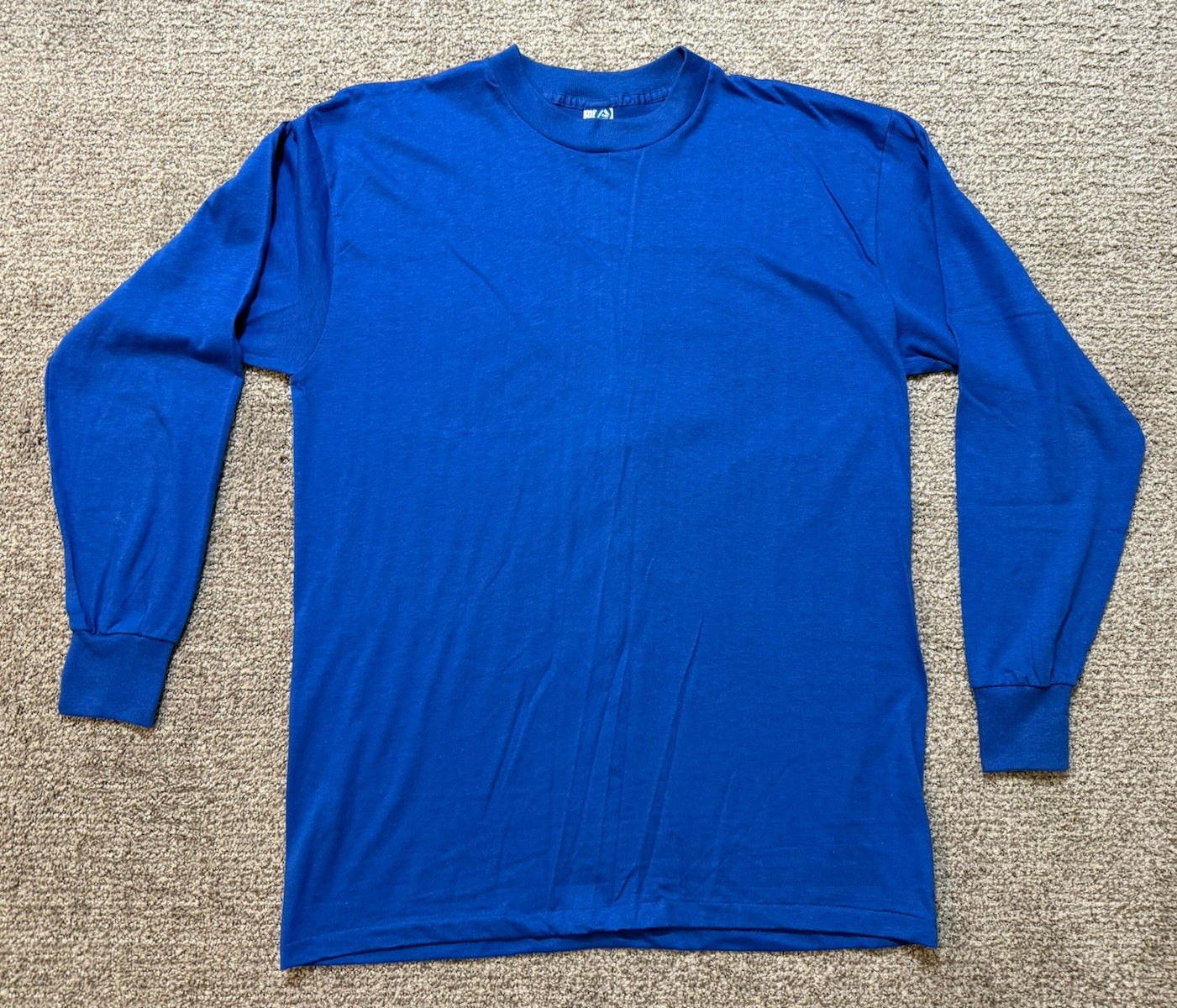 Vintage 80s Artex Blue Long Sleeve Blank Crewneck T Shirt Men’s Med/L USA Made