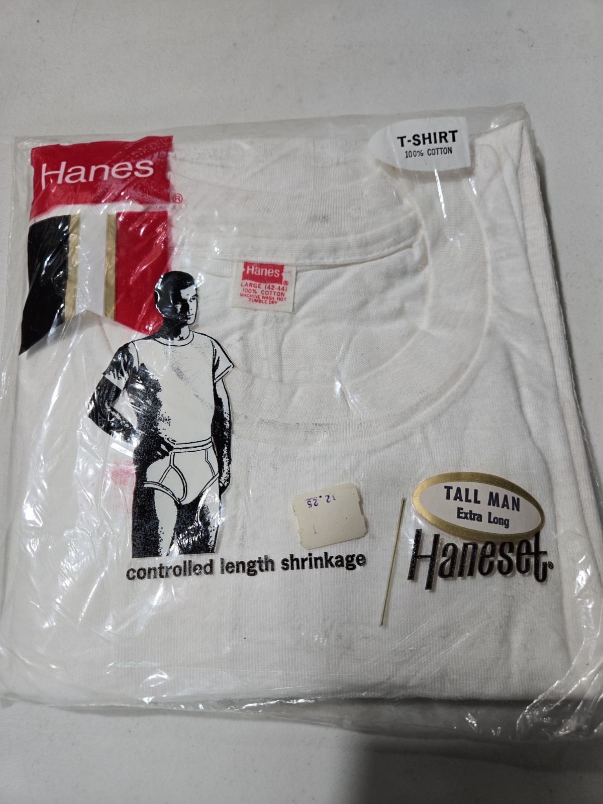 Hanes Vintage T-Shirts 1 Pack LARGE TALL MAN Deadstock Sealed NOS Haneset 50/60s