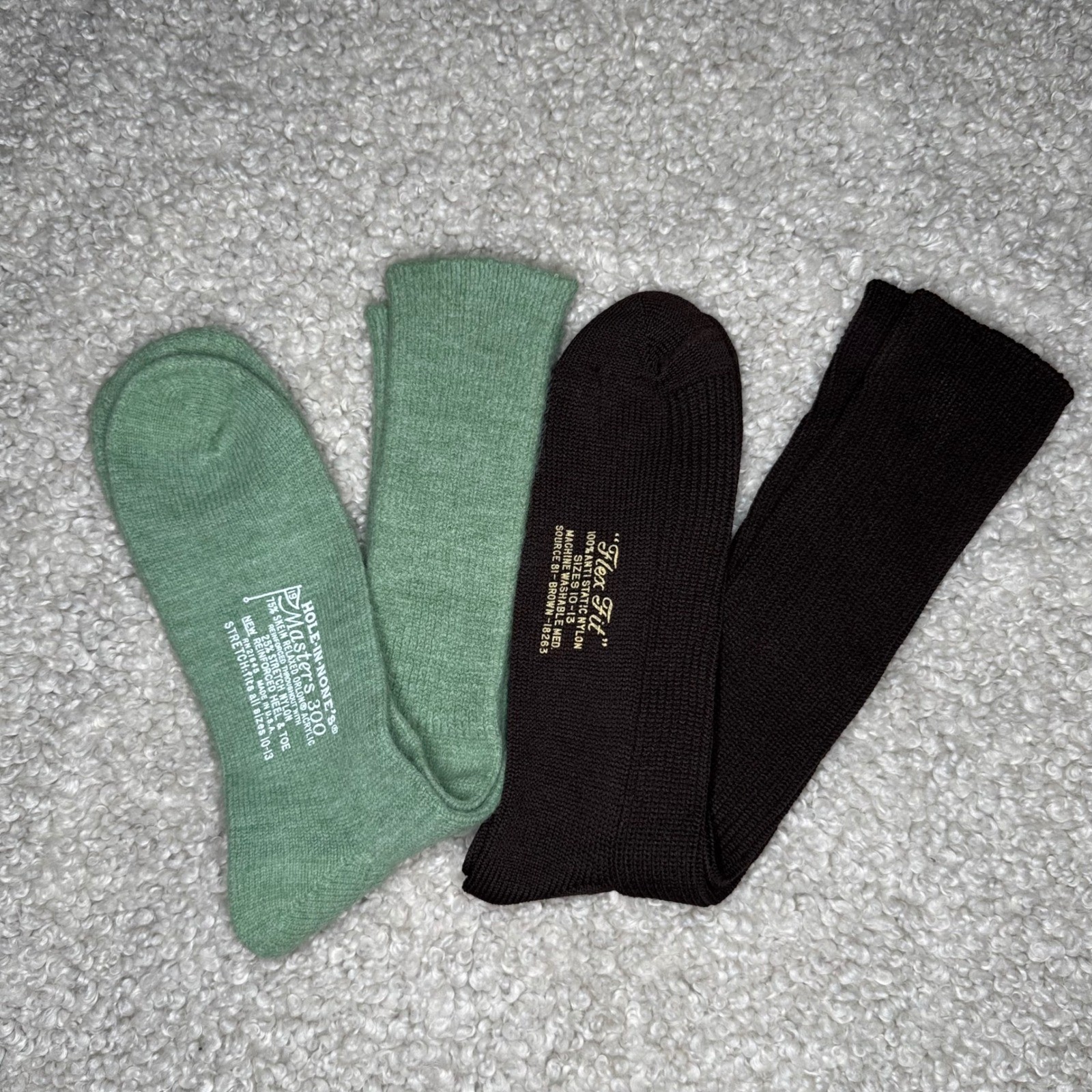 Vintage Men’s Socks Bundle Hole-In-None’s Masters 300 Green Flex Fit Brown 10-13